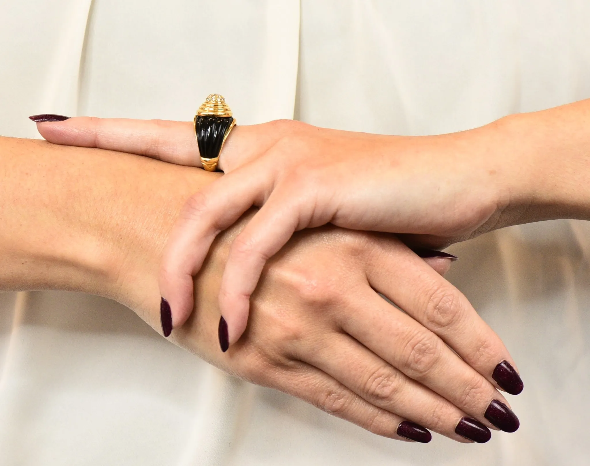 Vintage Fine French Diamond Onyx 18 Karat Gold Ring