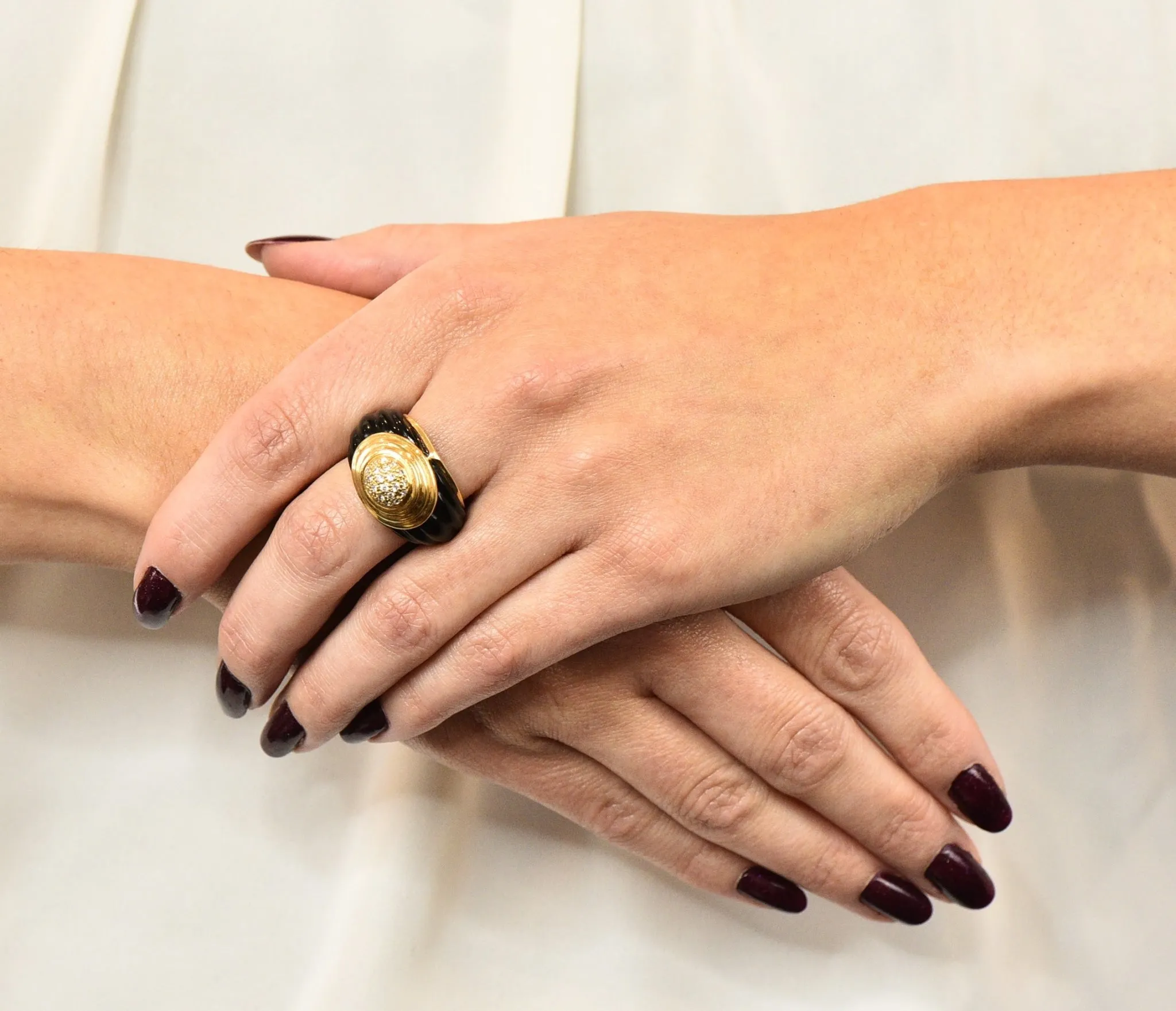 Vintage Fine French Diamond Onyx 18 Karat Gold Ring