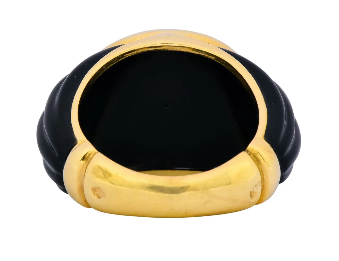 Vintage Fine French Diamond Onyx 18 Karat Gold Ring