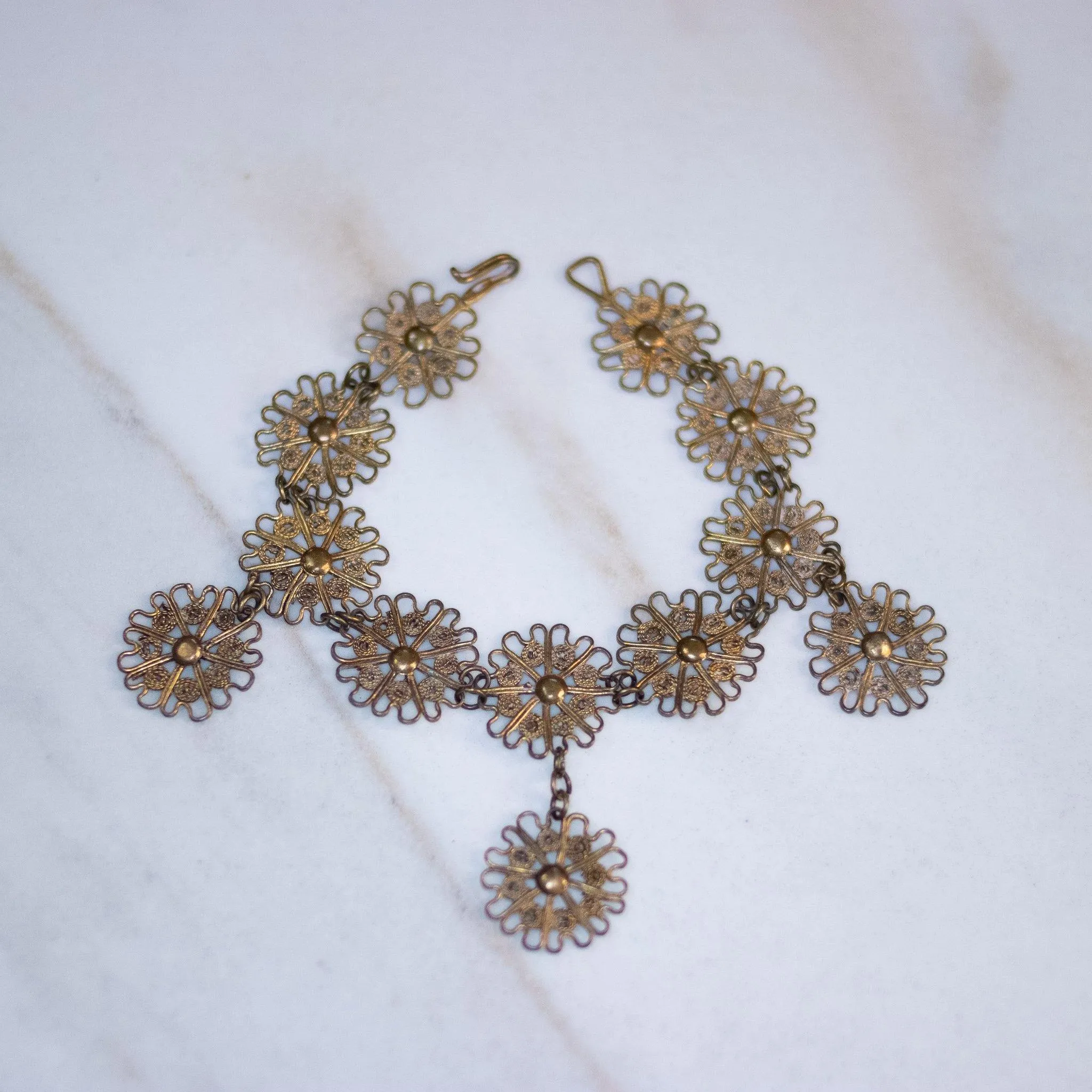 Vintage Gold Filigree Link Bracelet