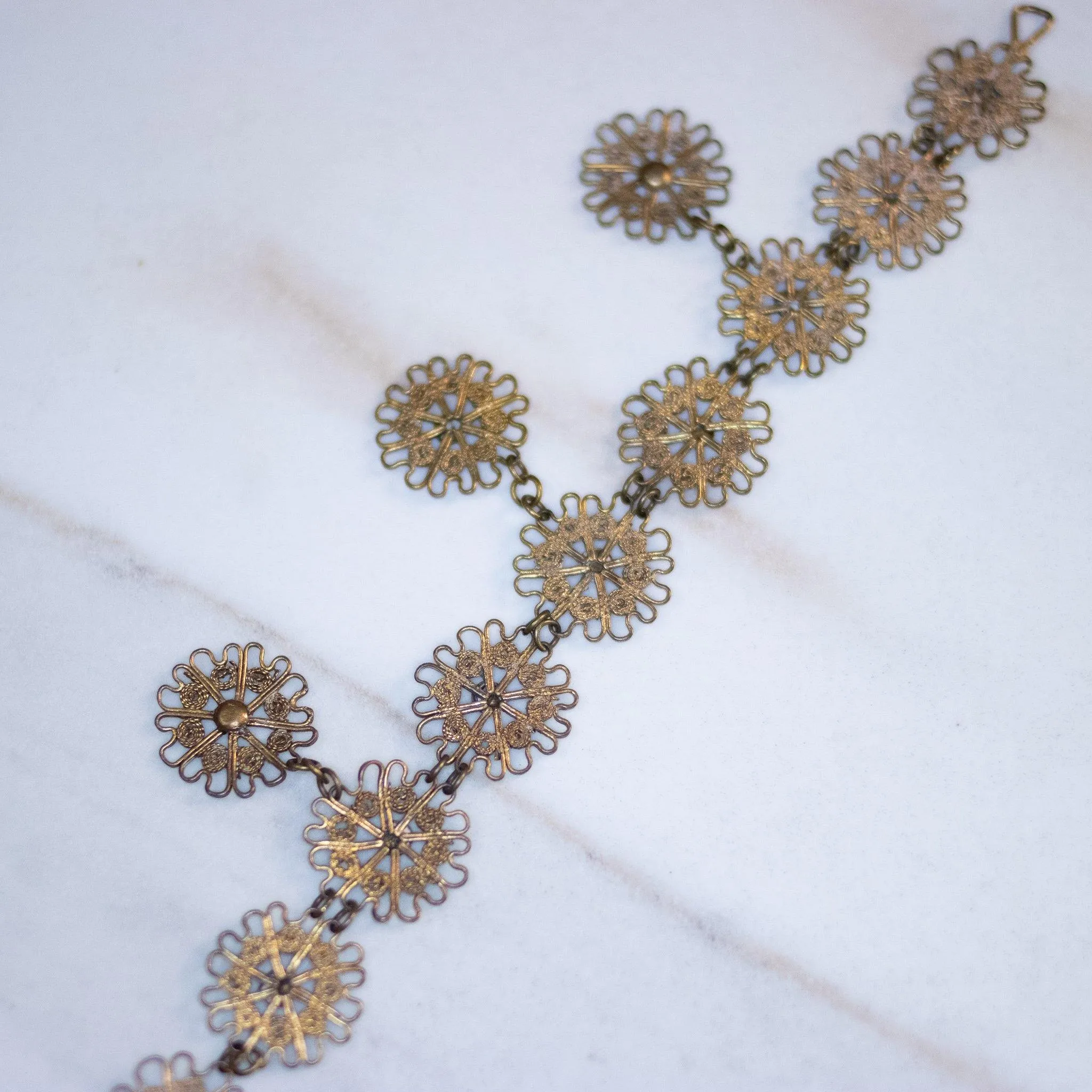 Vintage Gold Filigree Link Bracelet