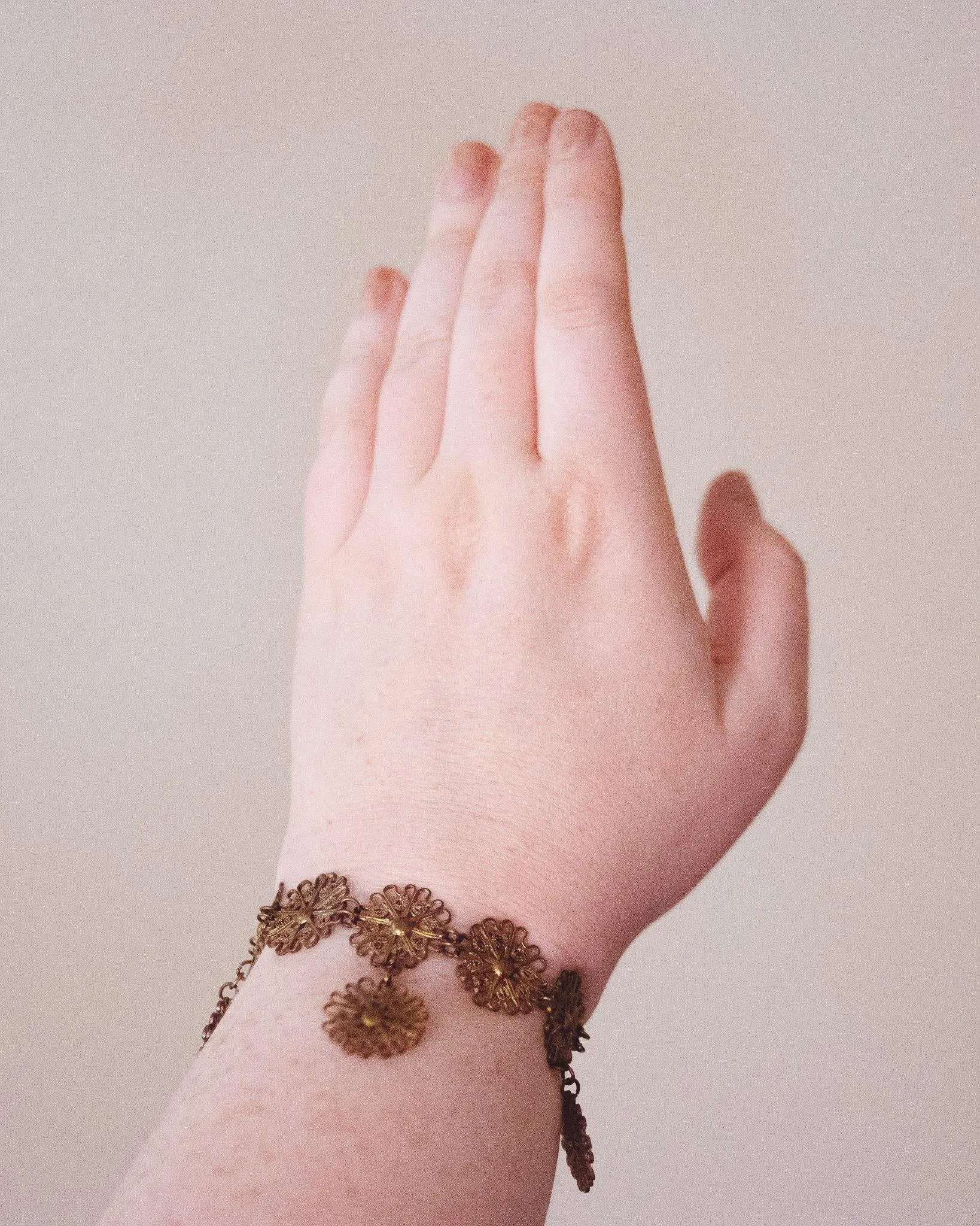 Vintage Gold Filigree Link Bracelet
