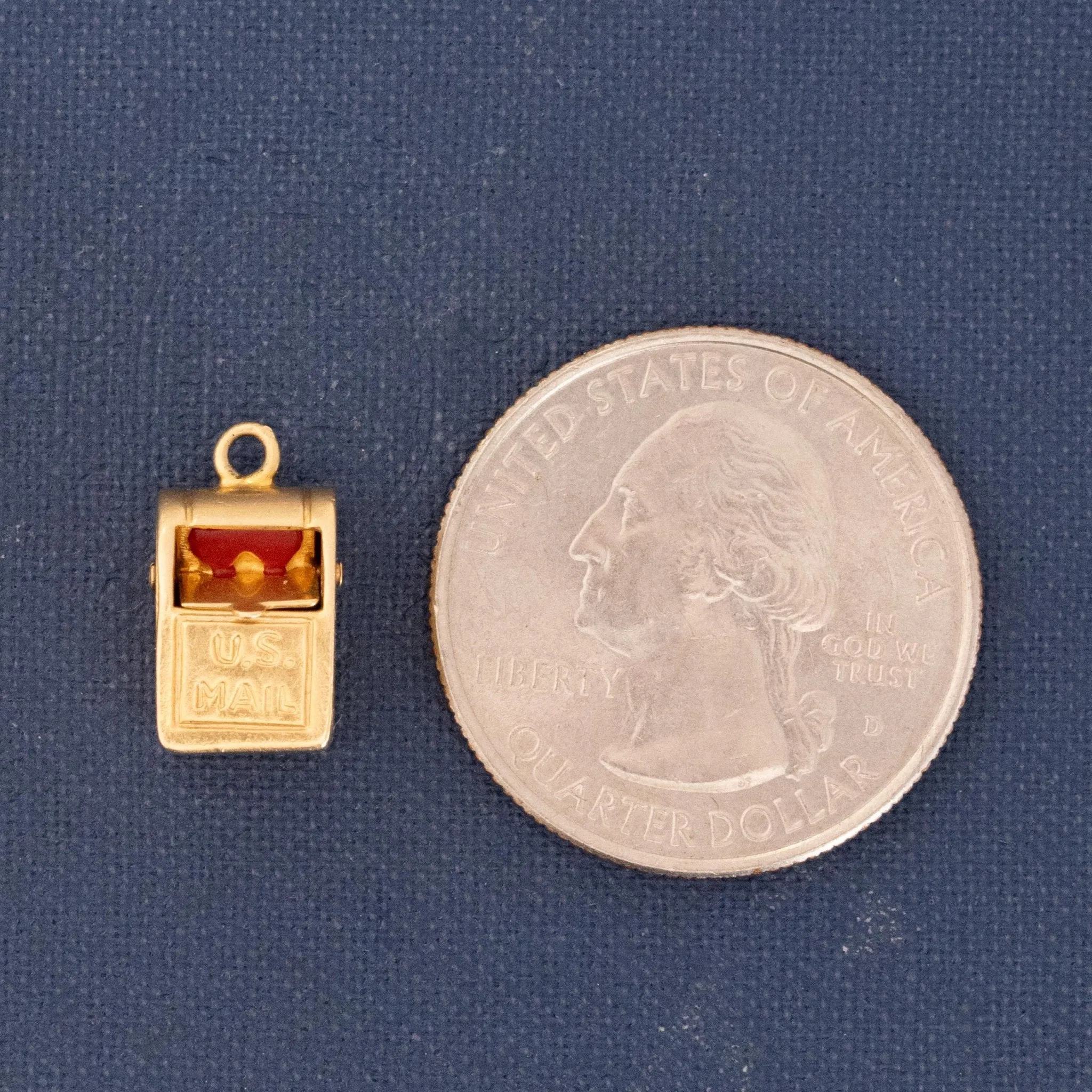 Vintage Heart Enamel Mail Box Charm