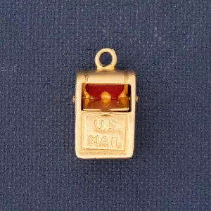 Vintage Heart Enamel Mail Box Charm