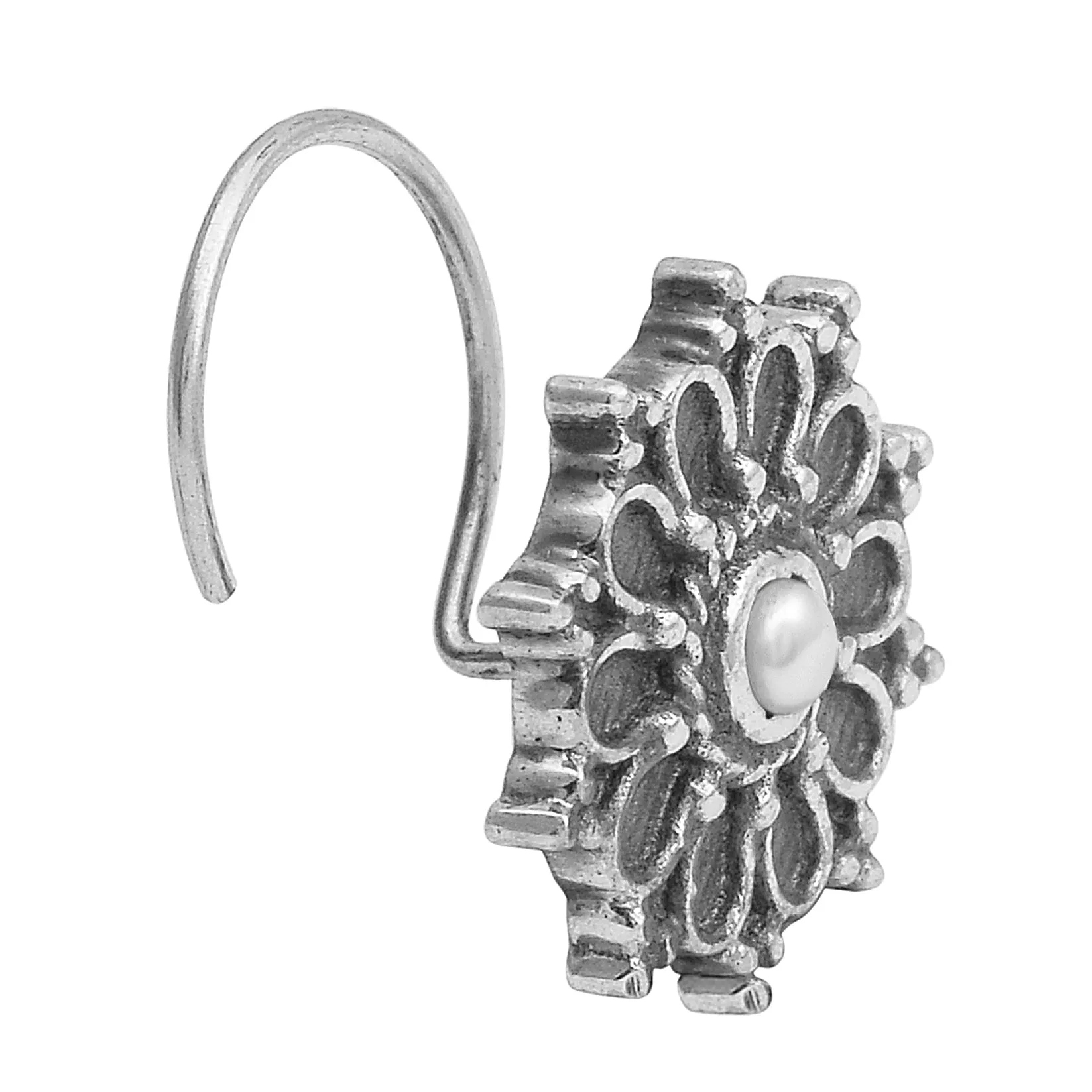 Vintage Indian Traditional Nose Pin 925 Solid Silver Plated Nose Pin Unique Oxidized Nose Pin