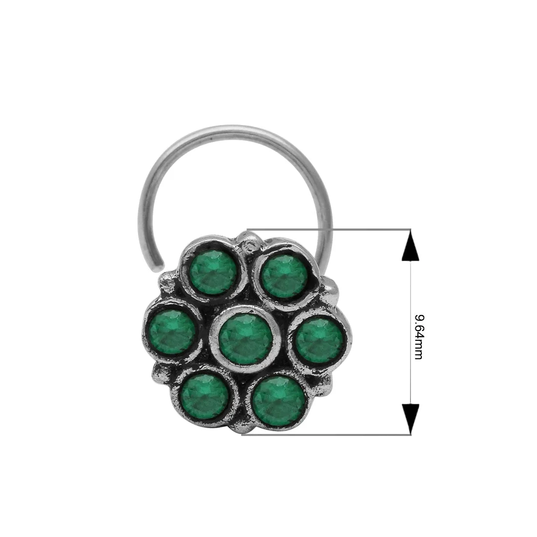 Vintage Indian Traditional Nose Pin For Women Unique Green Gemstone Antique Nose Pin