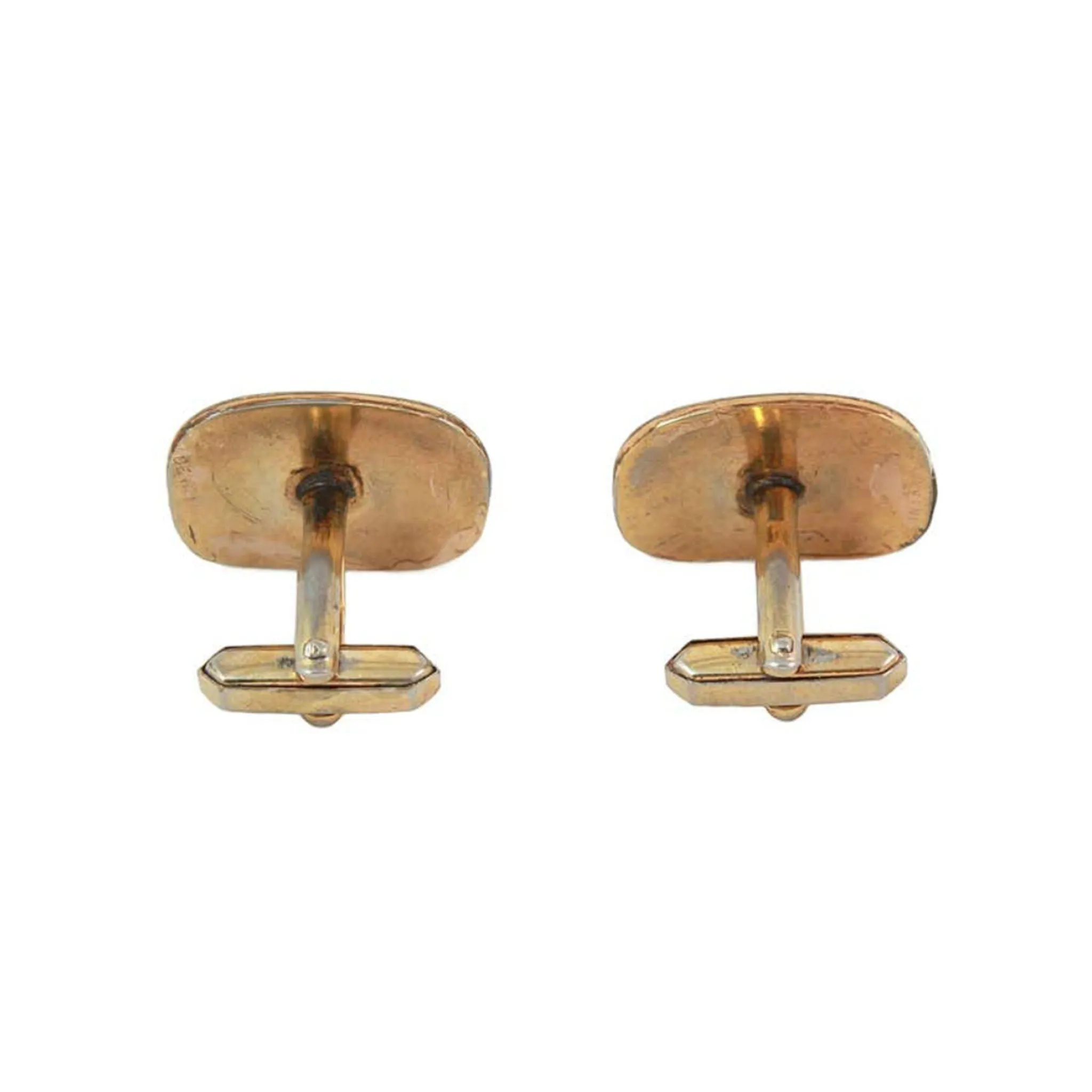 VINTAGE Large Enamel Abstract Patterned Silver with a Gold Vermeil Cufflinks