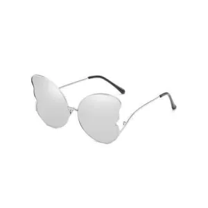 Vintage Metal Full Frame Oversized Butterfly Sunglasses - Platinum