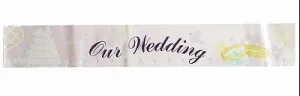 Vintage Metallic Our Wedding Party Banner Wedding Rings and Cake 6 Ft Photo Prop