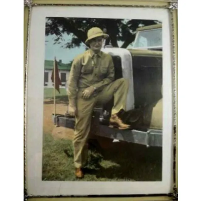 Vintage Military Personnel Print Soldier & Truck Framed WW2 1940s