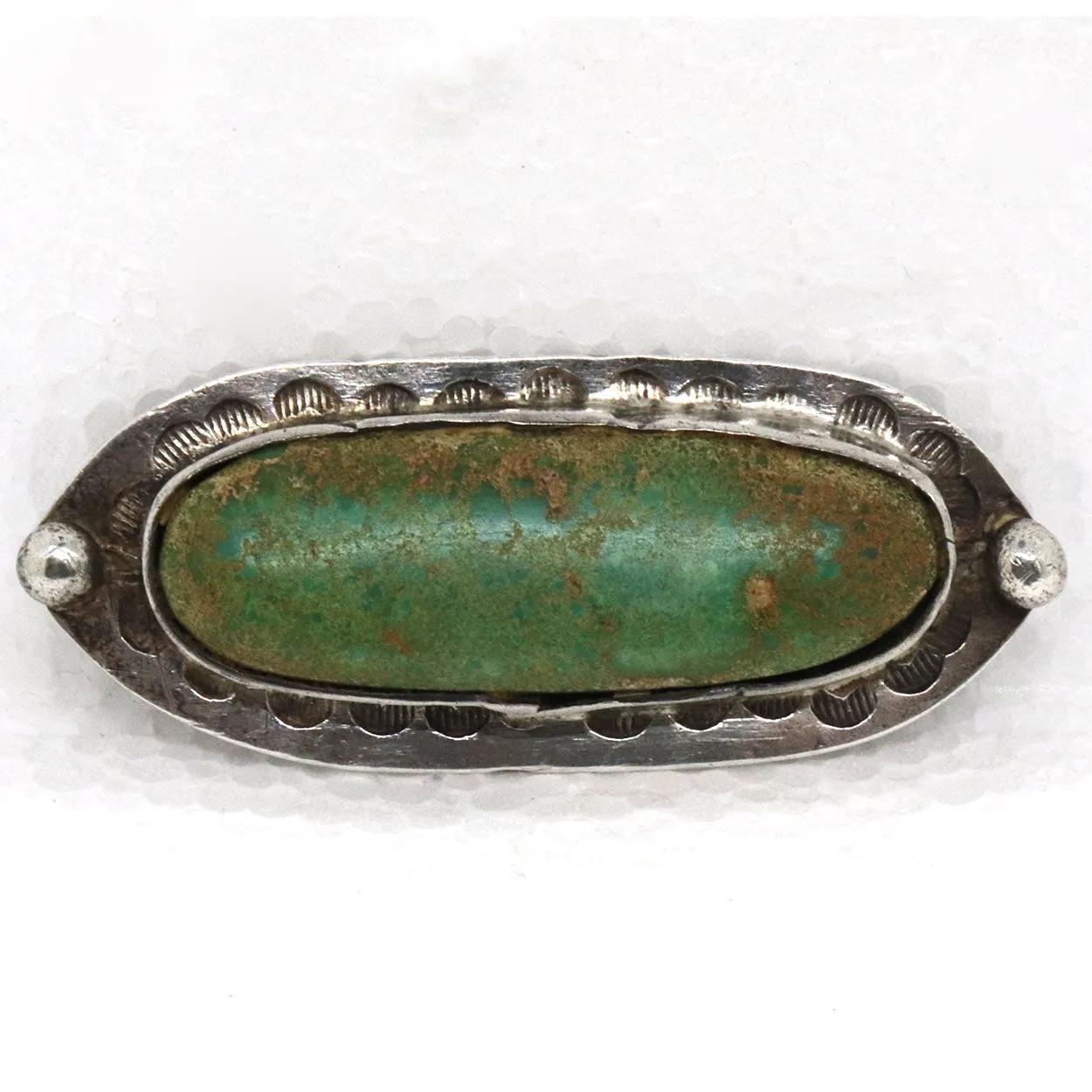 Vintage Native American Navajo Turquoise and Stamped Silver Pendant