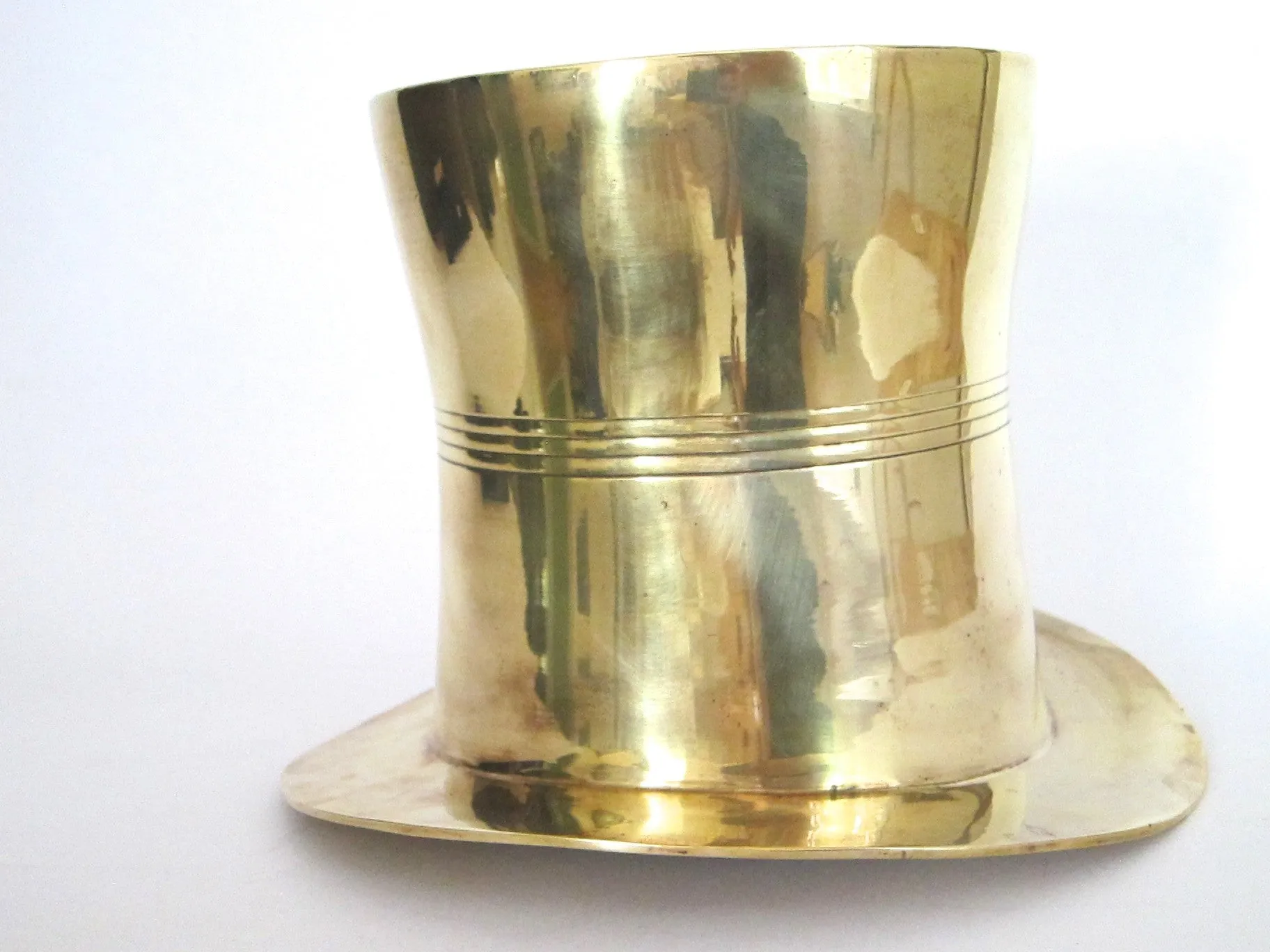 Vintage Novelty Brass Top Hat Champagne Bucket