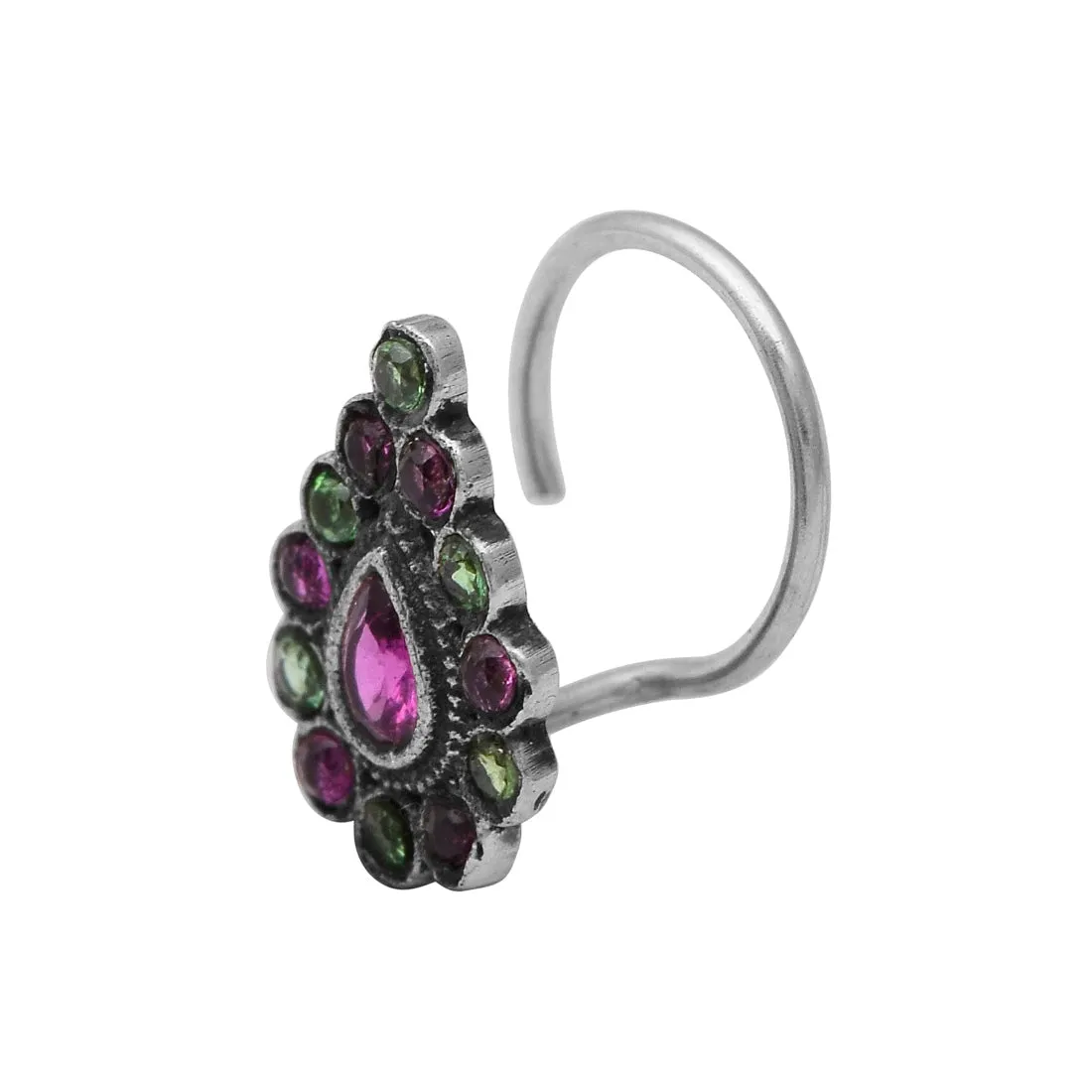 Vintage Oxidized Nose Pin For Women Indian Jewelry 925 Sterling Silver Plated Nose Pin