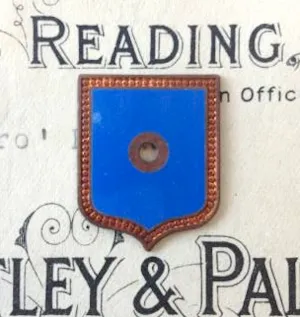 Vintage Pair Blue Enamel Plaques Shields Crest Findings