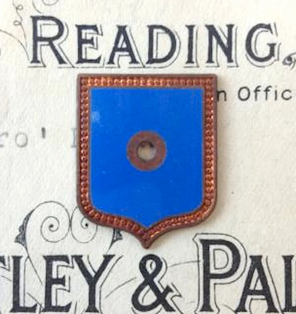 Vintage Pair Blue Enamel Plaques Shields Crest Findings