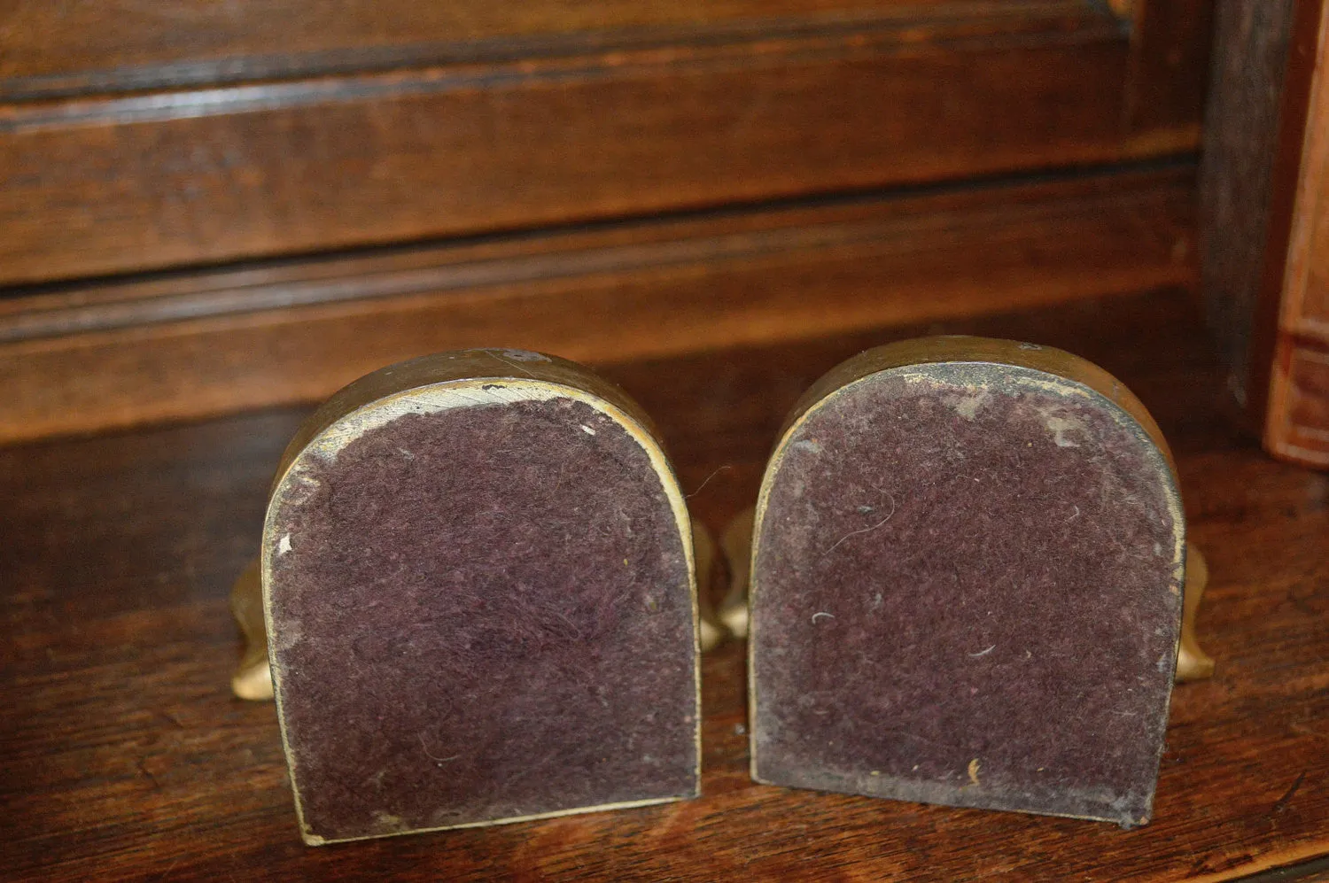 Vintage Pair Book Ends Heavy Brass Finish Fleur de Lis Bookends
