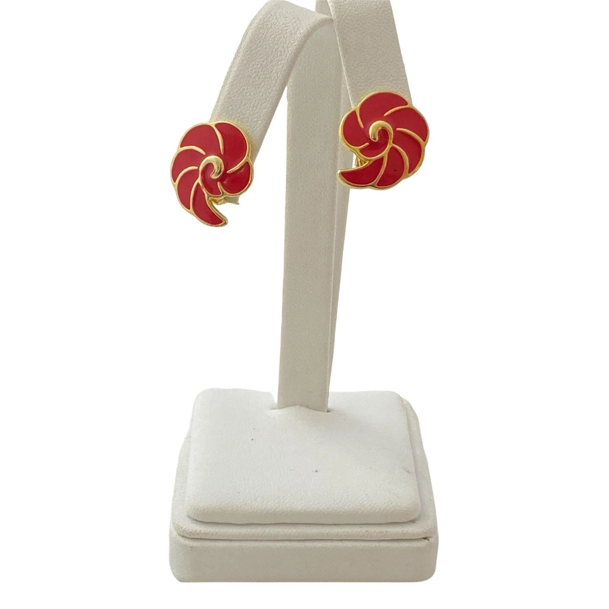 Vintage Red and Gold Shell Earrings