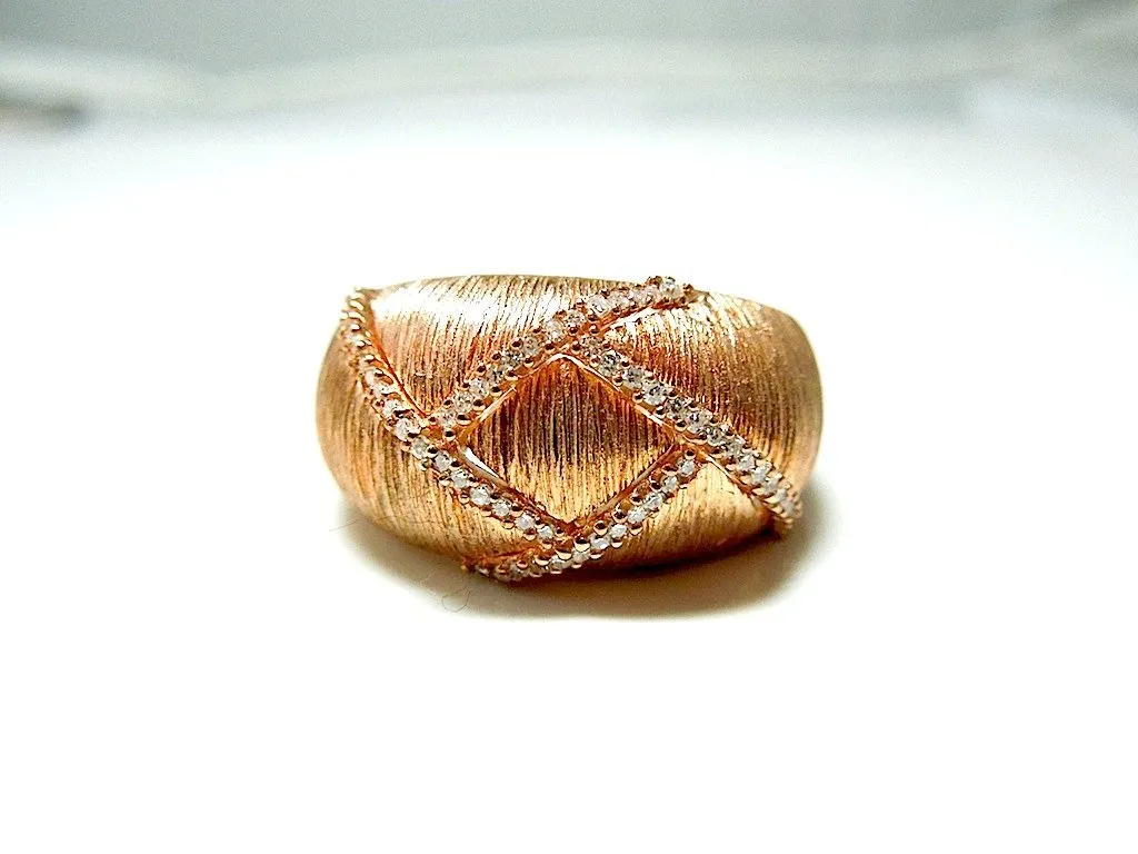 Vintage Rose Gold Vermeil - Diamond - Right Hand Ring