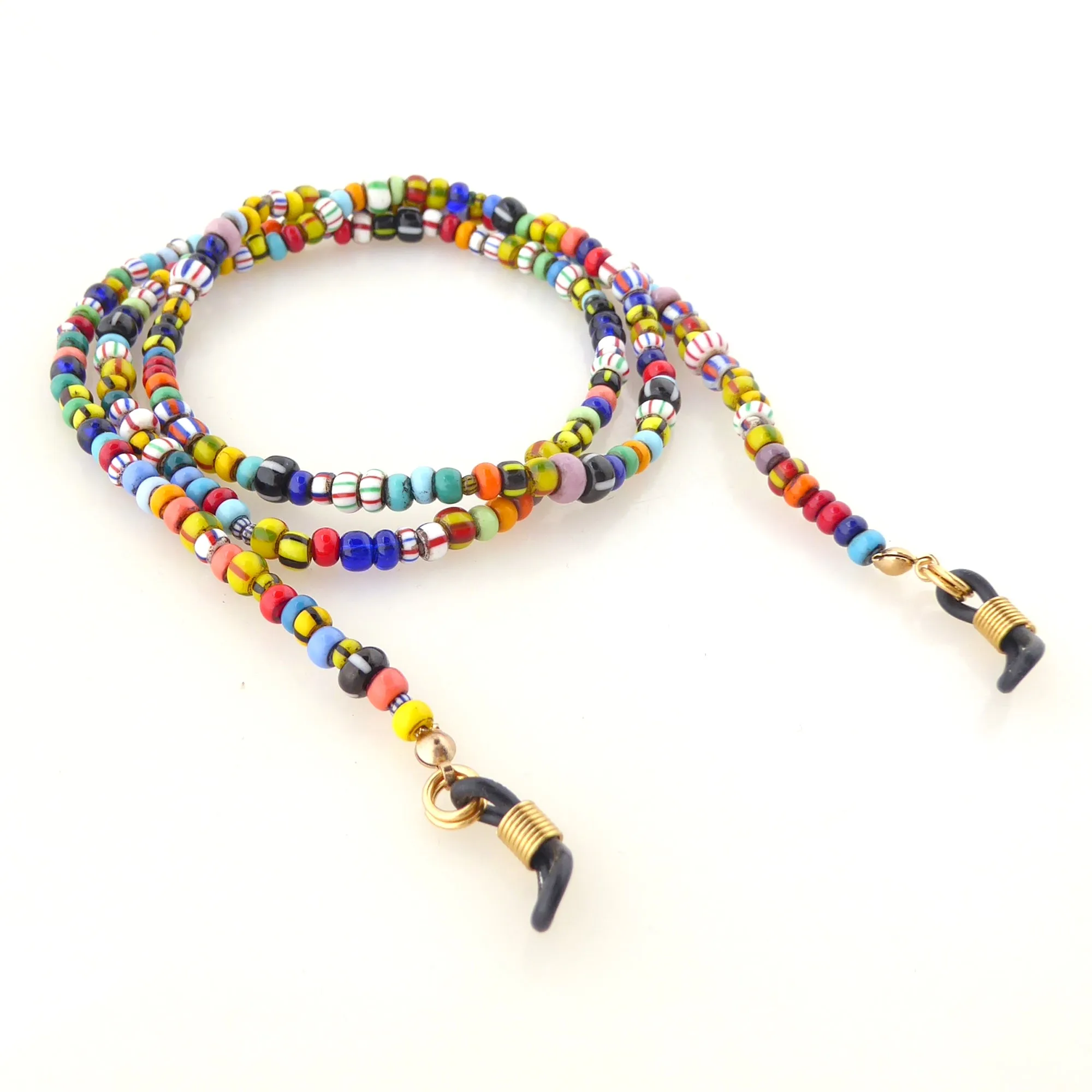 Vintage striped glass eyeglass chain holder