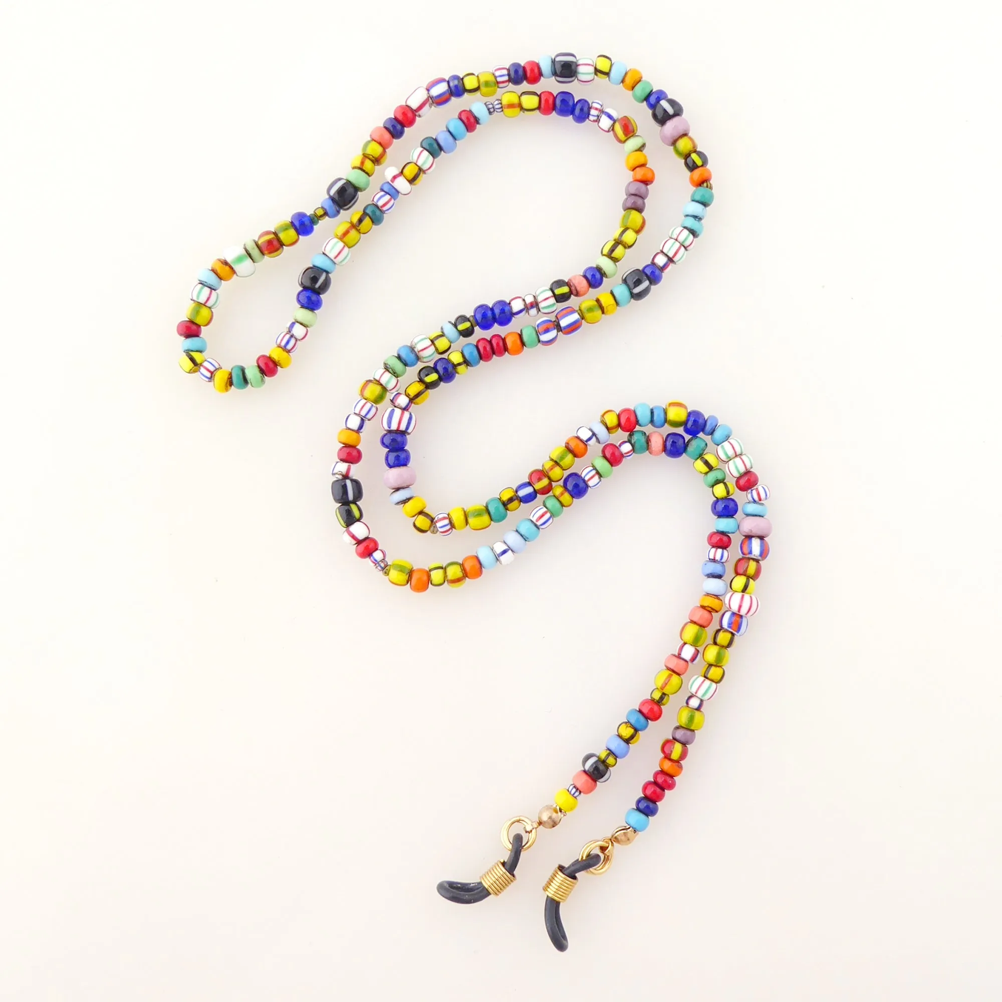 Vintage striped glass eyeglass chain holder