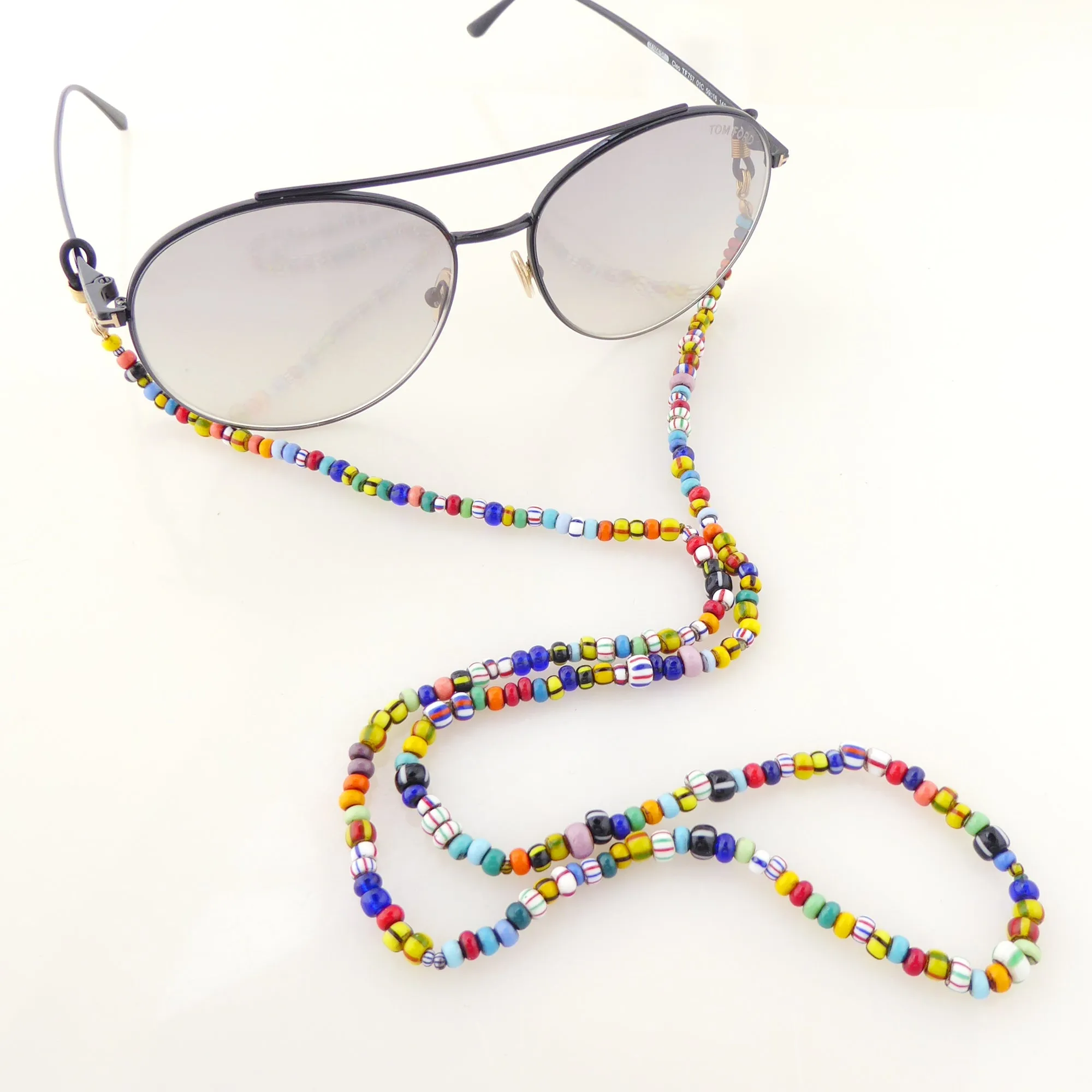 Vintage striped glass eyeglass chain holder