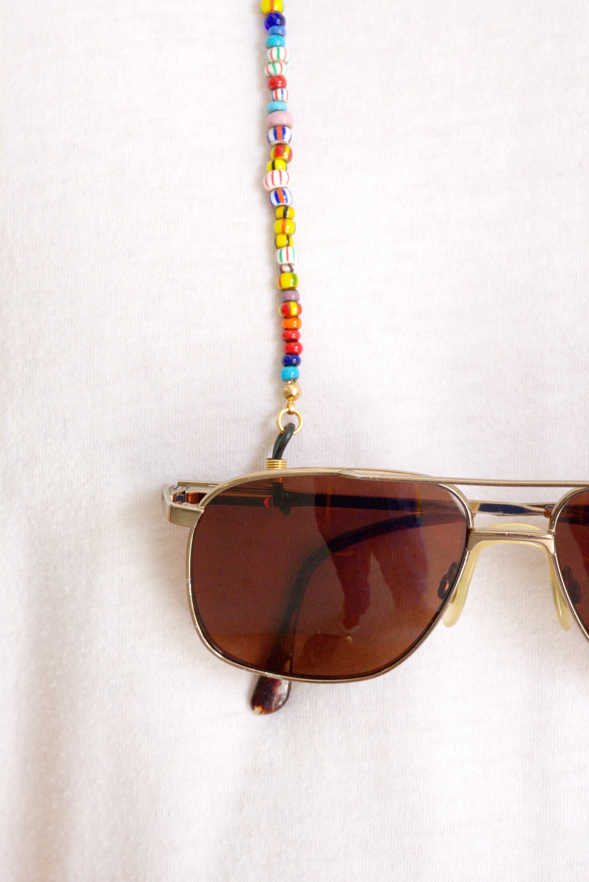 Vintage striped glass eyeglass chain holder