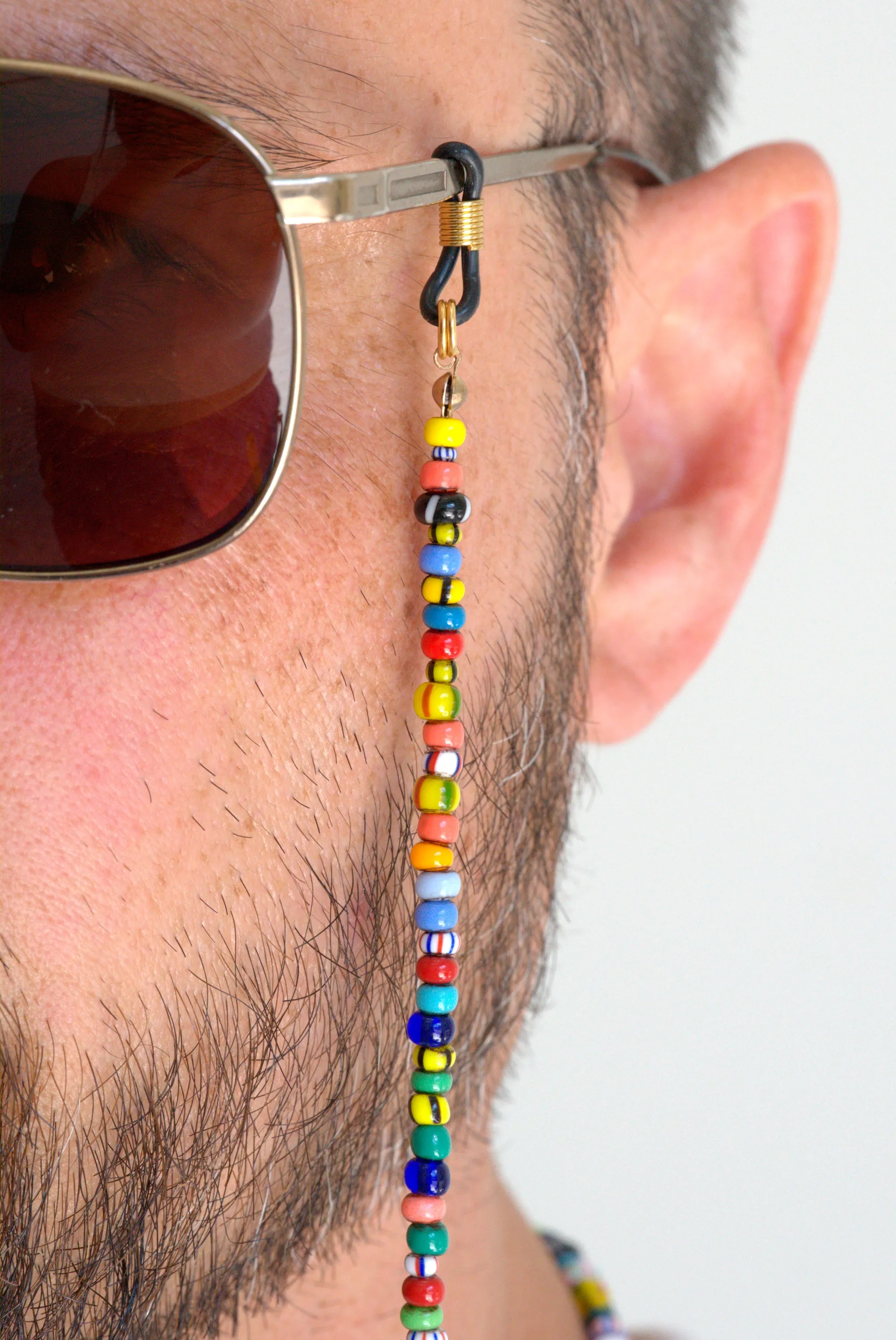 Vintage striped glass eyeglass chain holder