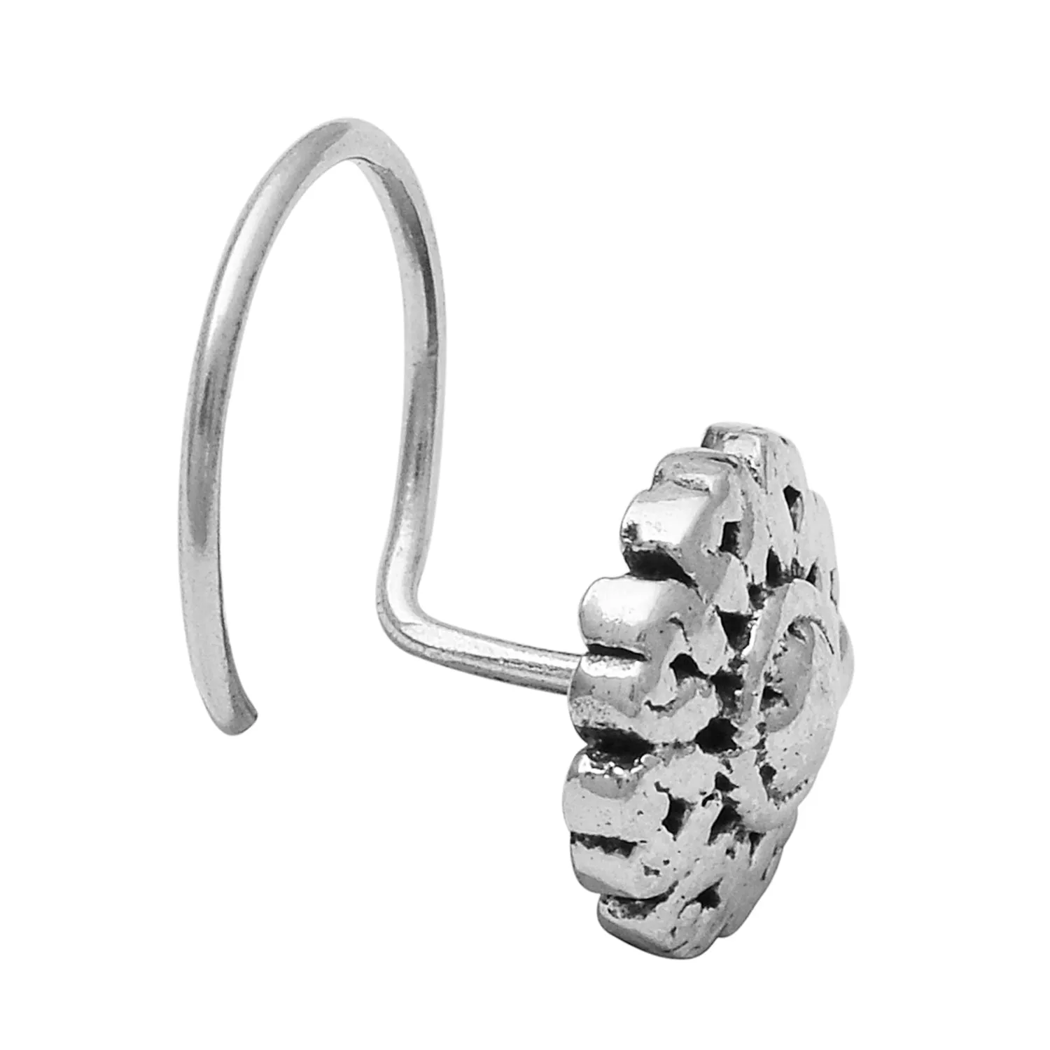 Vintage Style Oxidized Nose Pin 925 Solid Silver Handmade Piercing Nose Pin