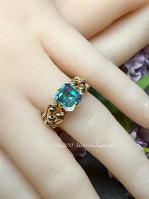 Vintage Swarovski Double Cut Crystal AB, Handmade Ring in 14K GF US Size 6