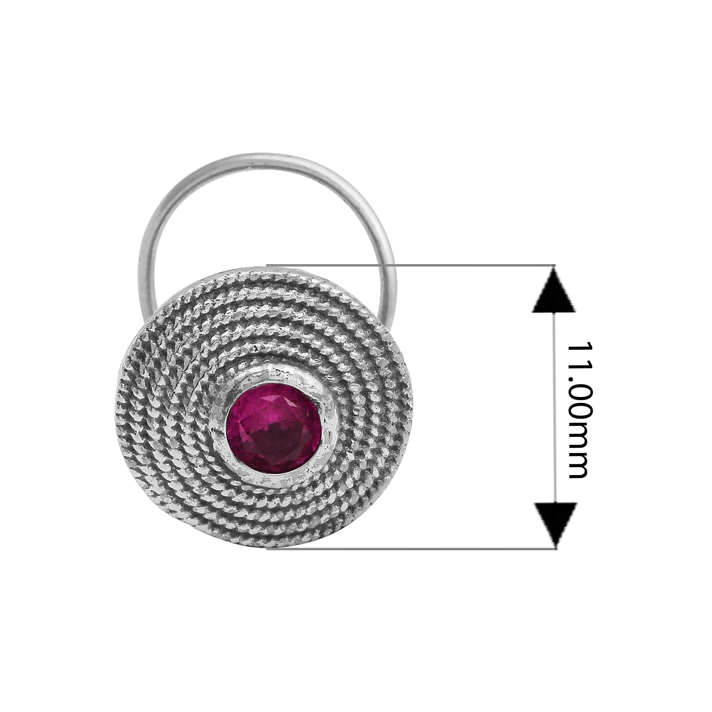 Vintage Traditional Nose Pin For Women Unique Pink Gemstone Nose Pin 925 Solid Silver Plated Nose Pin