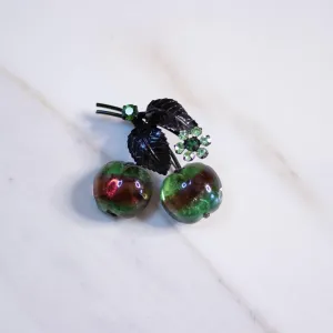 Vintage Weiss Green and Red Cherries Brooch