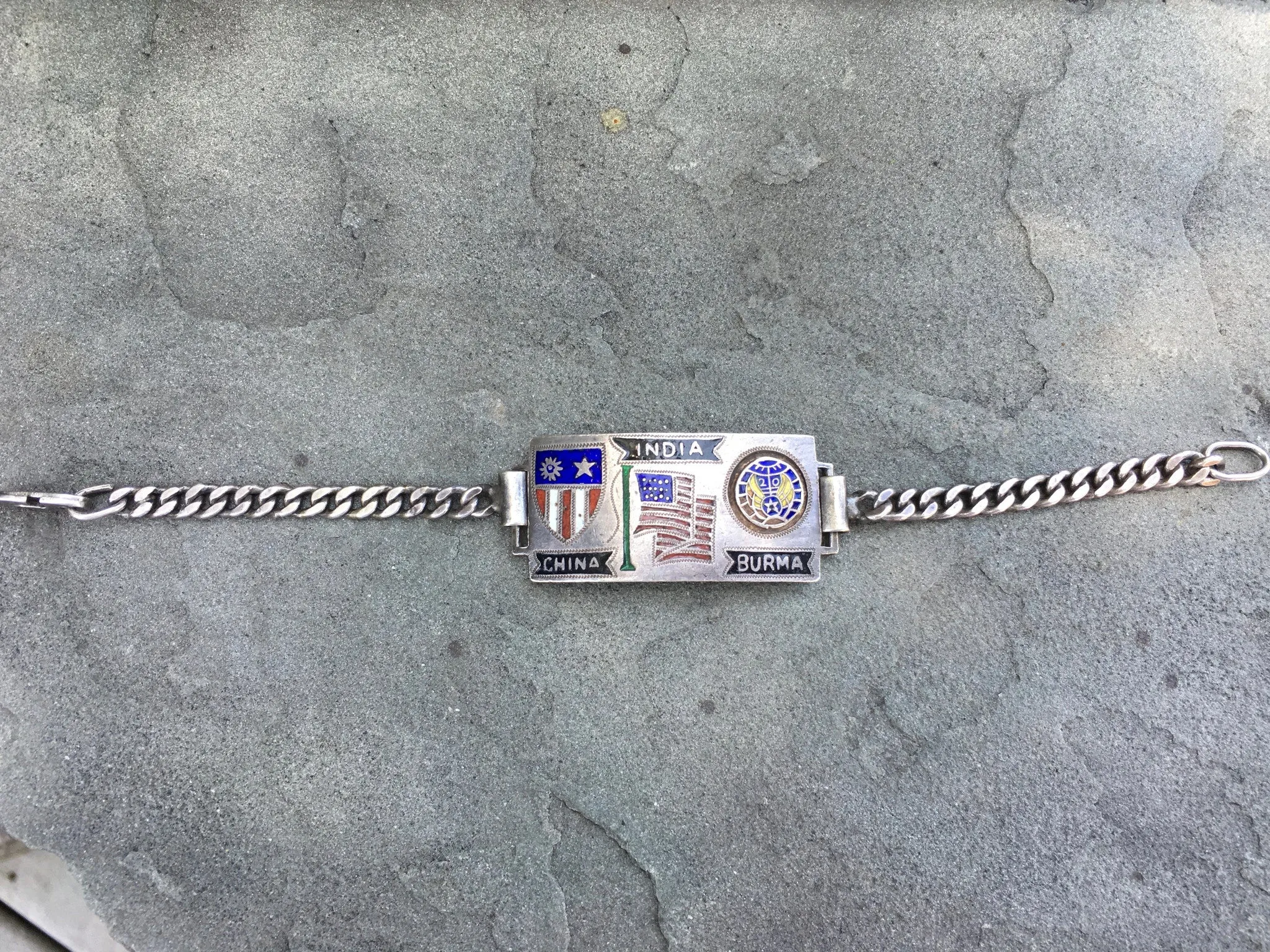 Vintage WW II Original CBI China Burma Inda Theatre Sterling Silver Bracelet