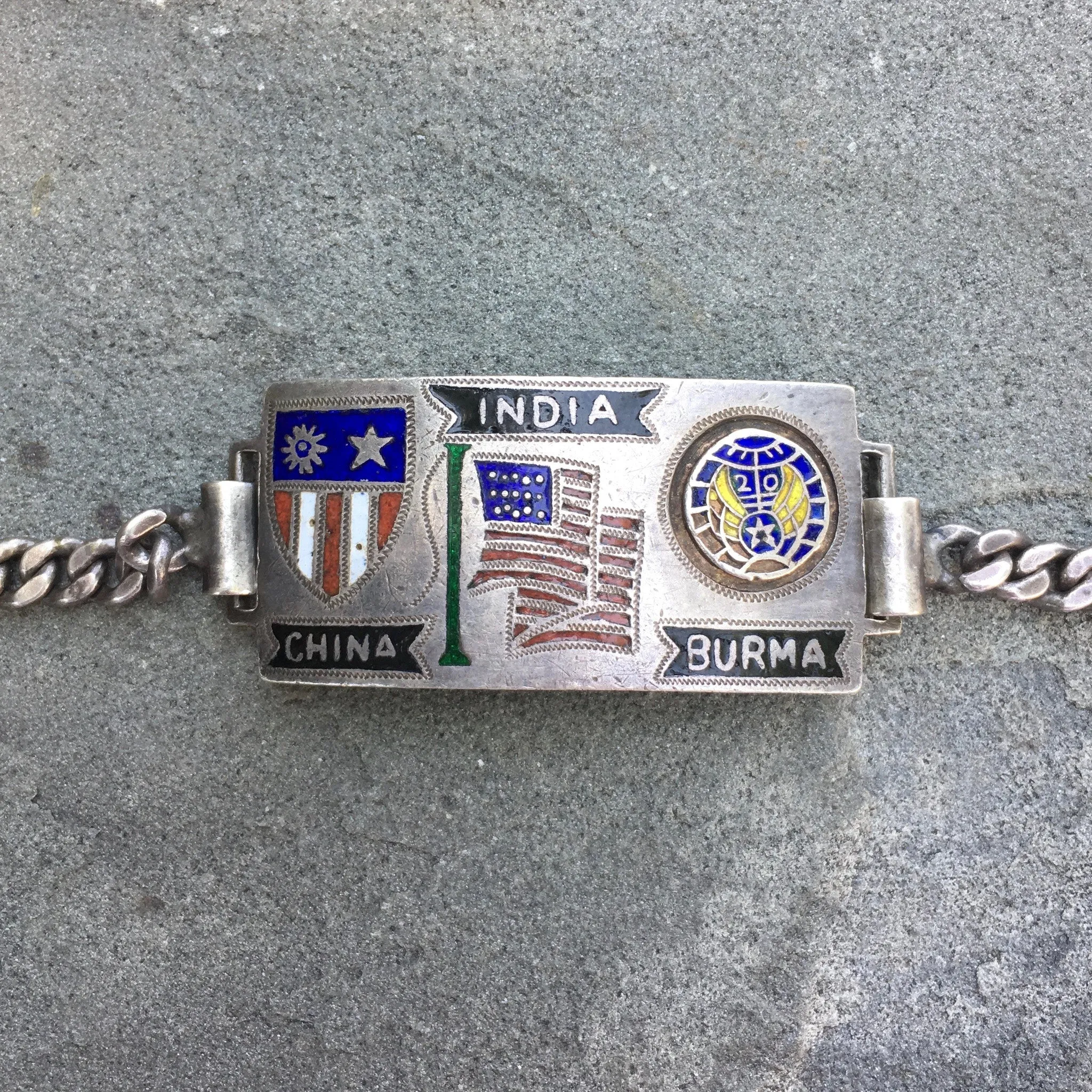 Vintage WW II Original CBI China Burma Inda Theatre Sterling Silver Bracelet