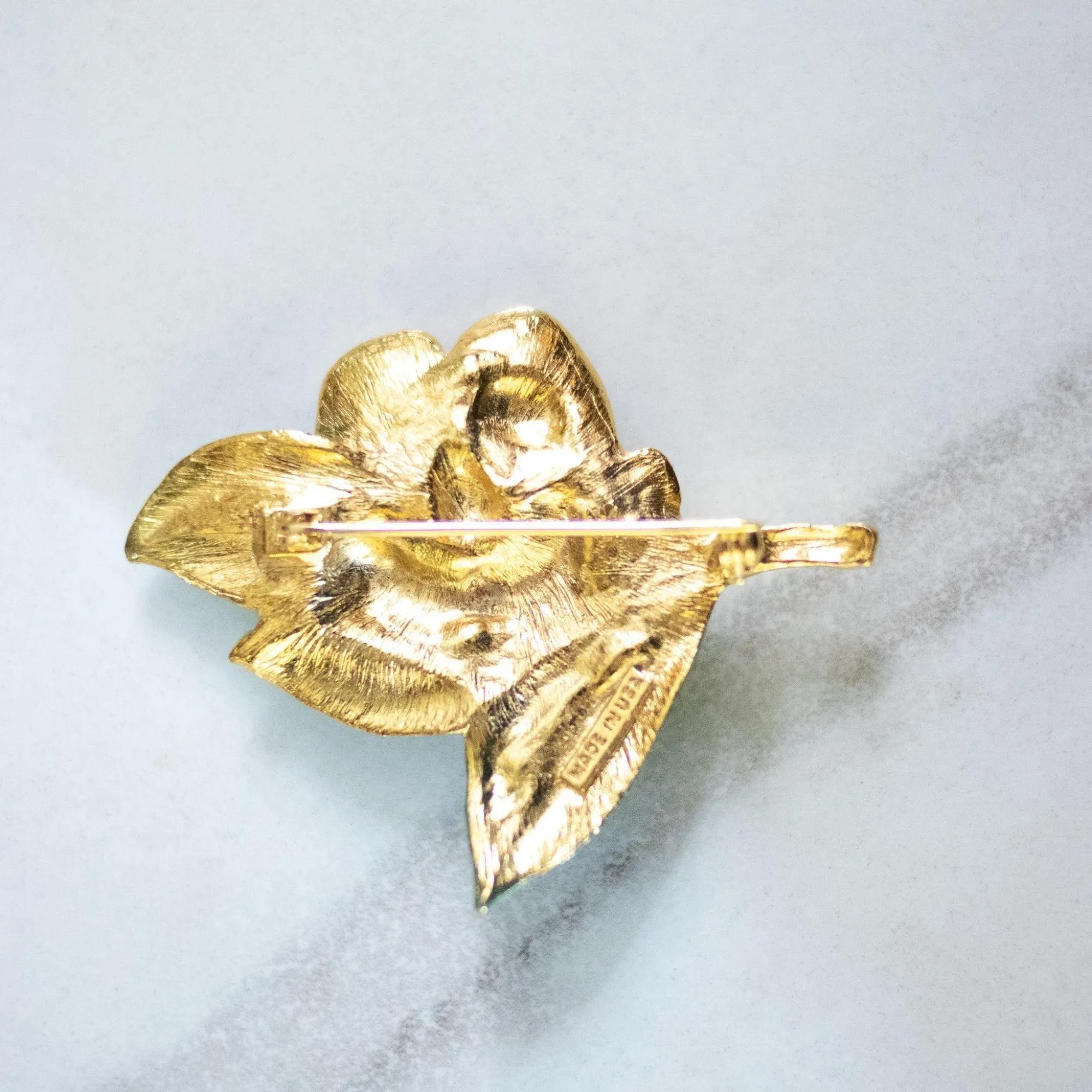 Vintage Yellow Camellia Brooch
