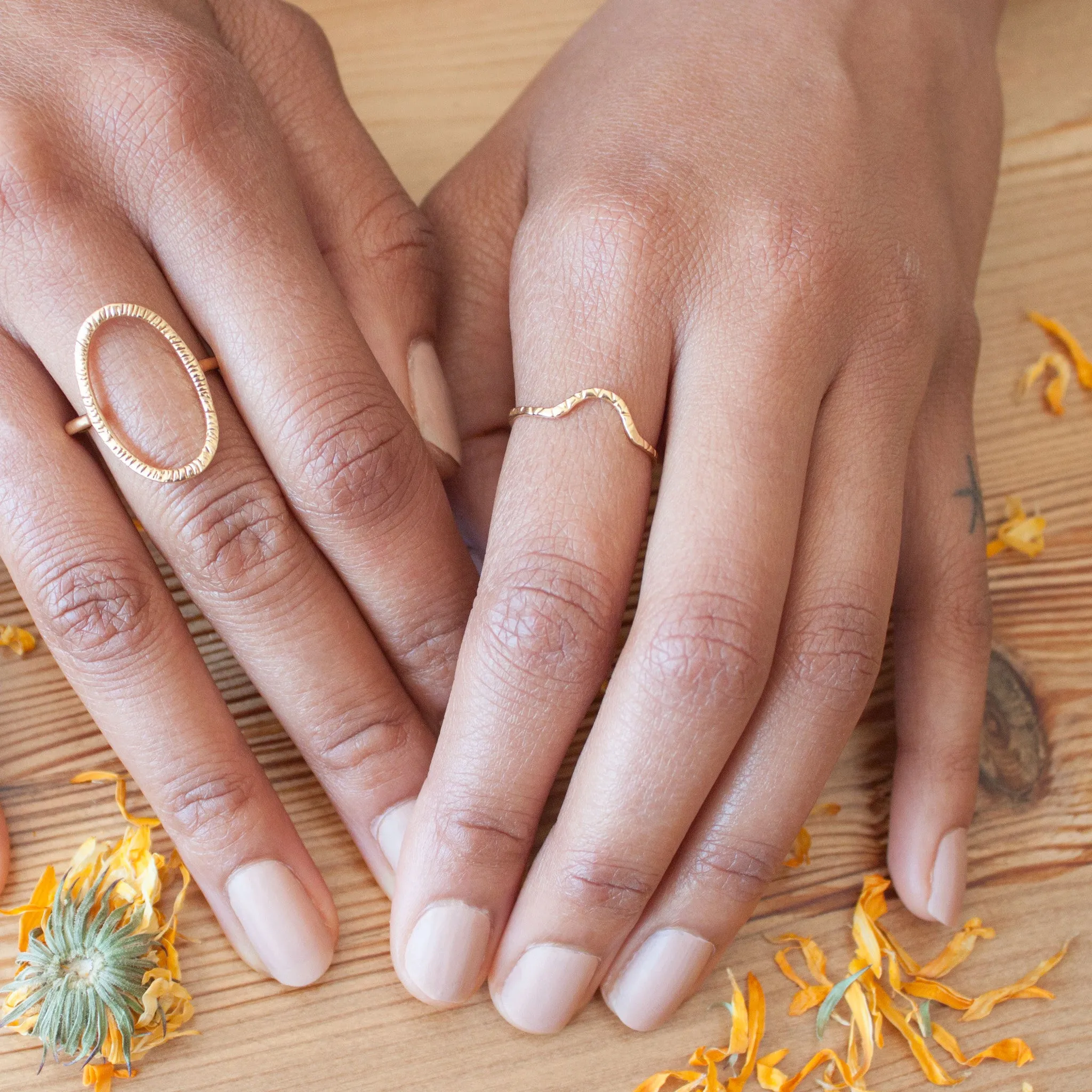 Wave Ring in Golden Brass
