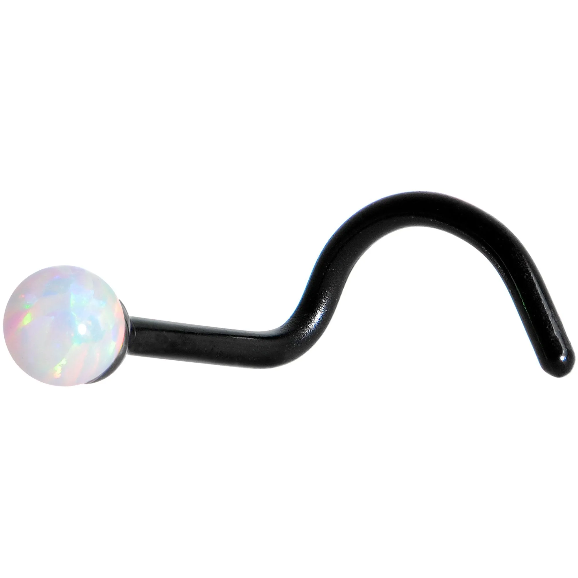 White 2.5mm Synthetic Opal Ball Black Anodized Left Nose Screw