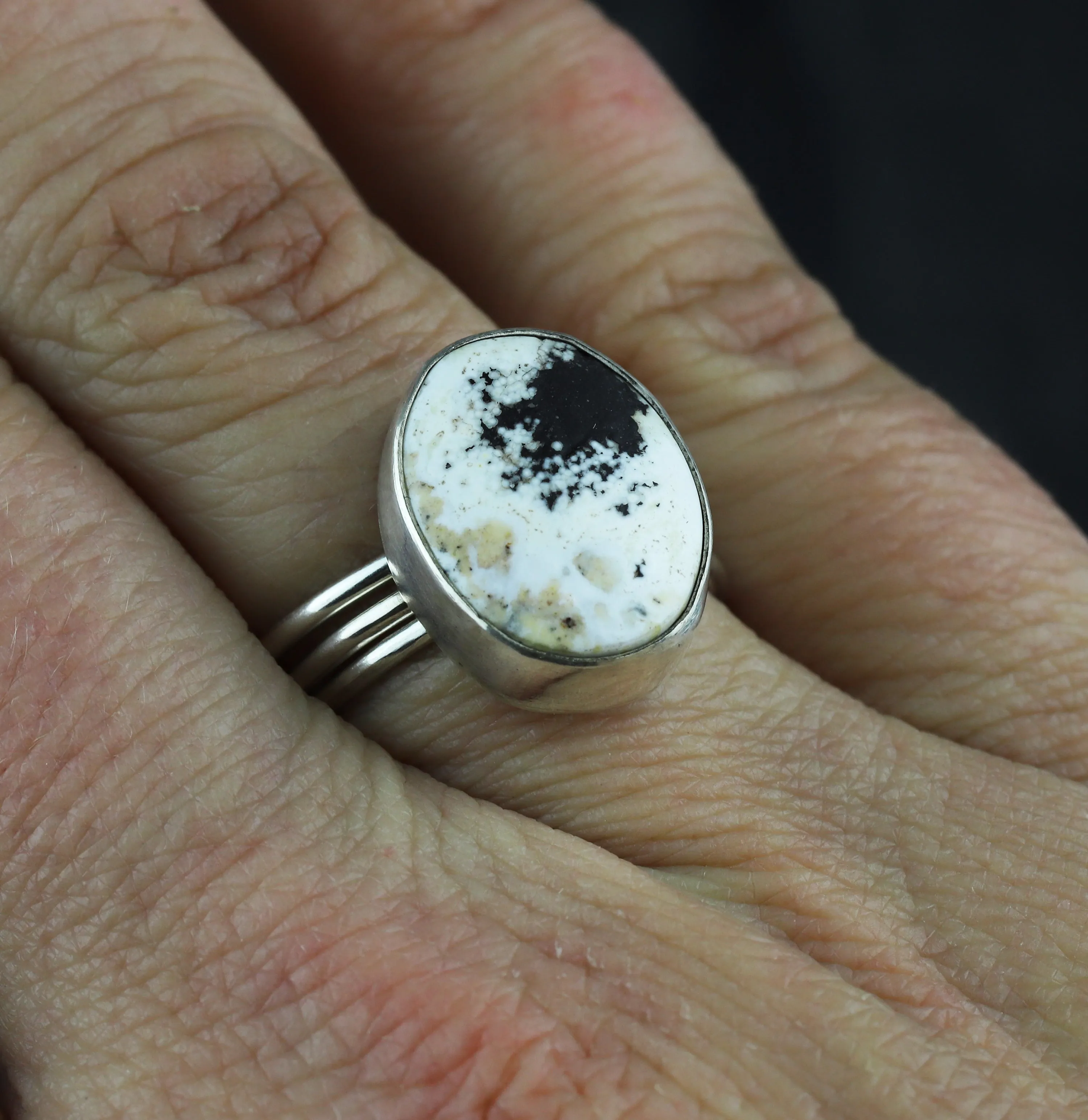 White Buffalo Mixed Metal 5-Stack Ring size US 8 1/2