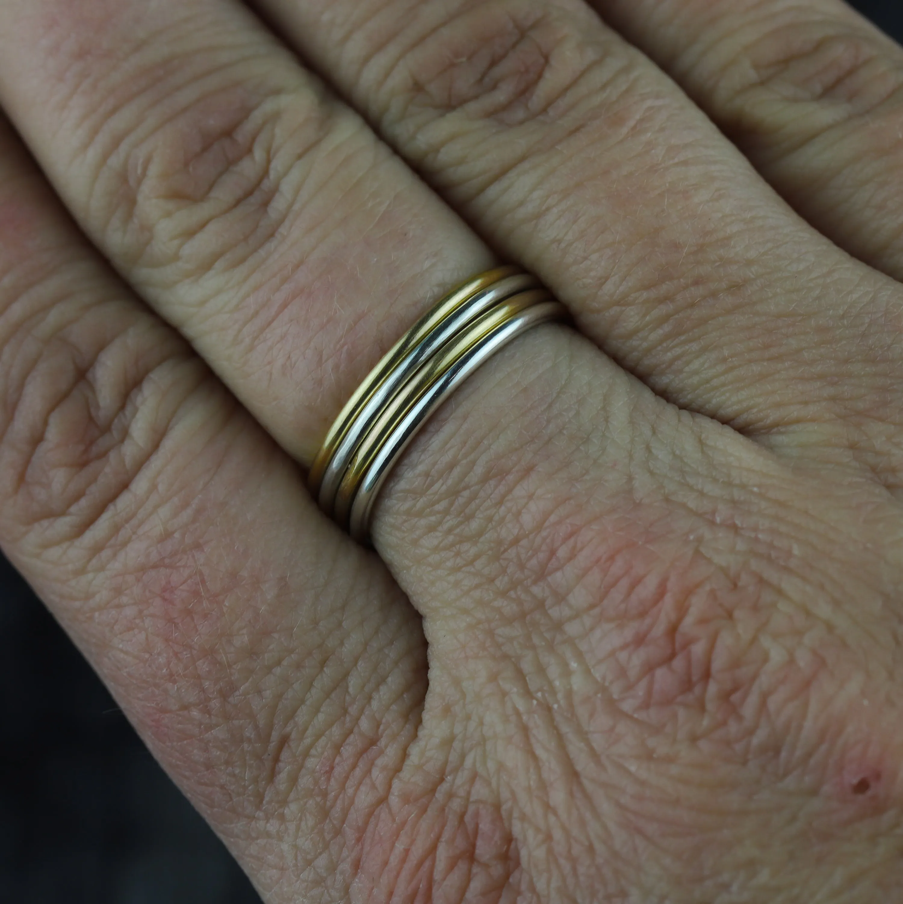 White Buffalo Mixed Metal 5-Stack Ring size US 8 1/2