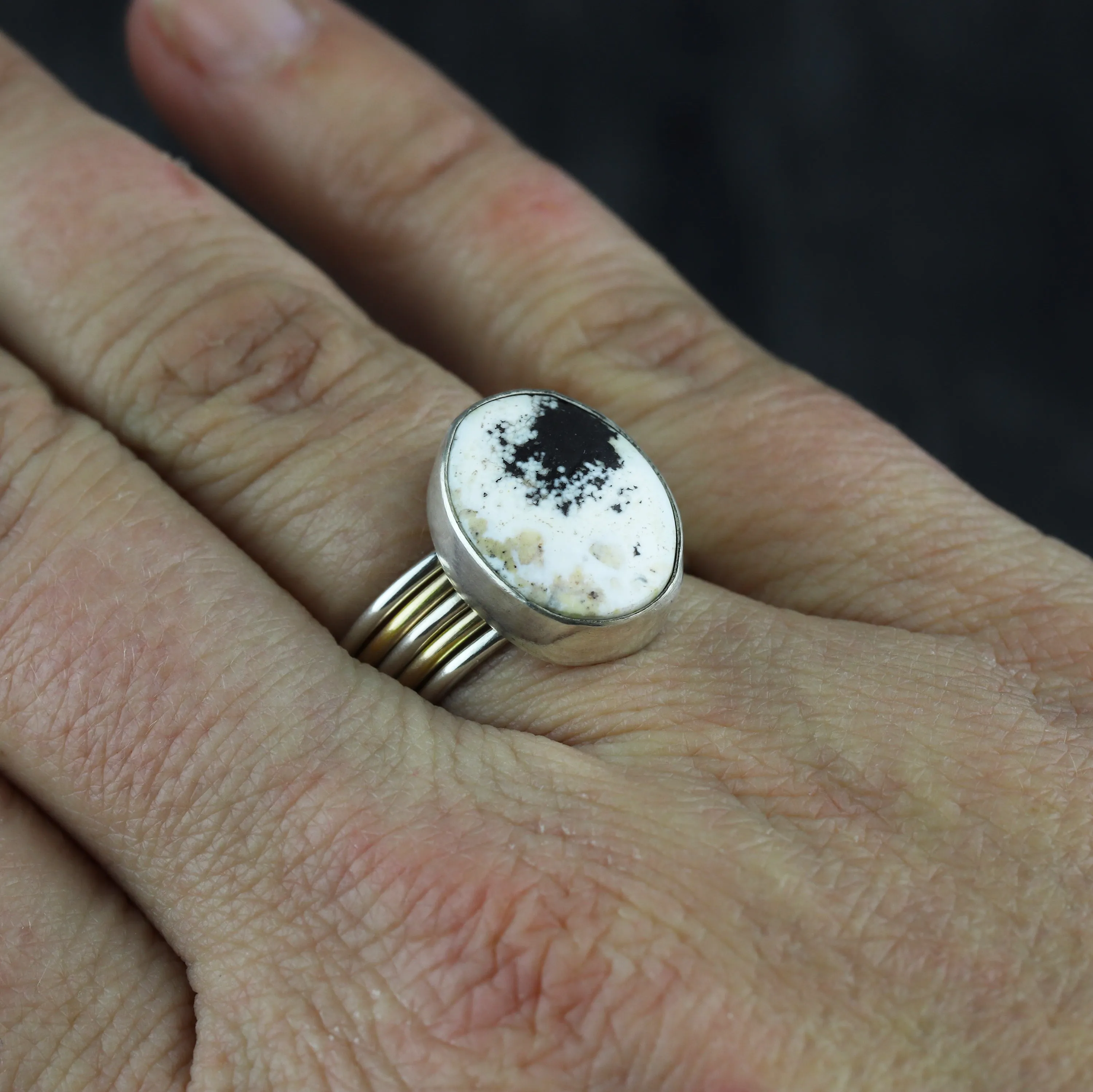 White Buffalo Mixed Metal 5-Stack Ring size US 8 1/2
