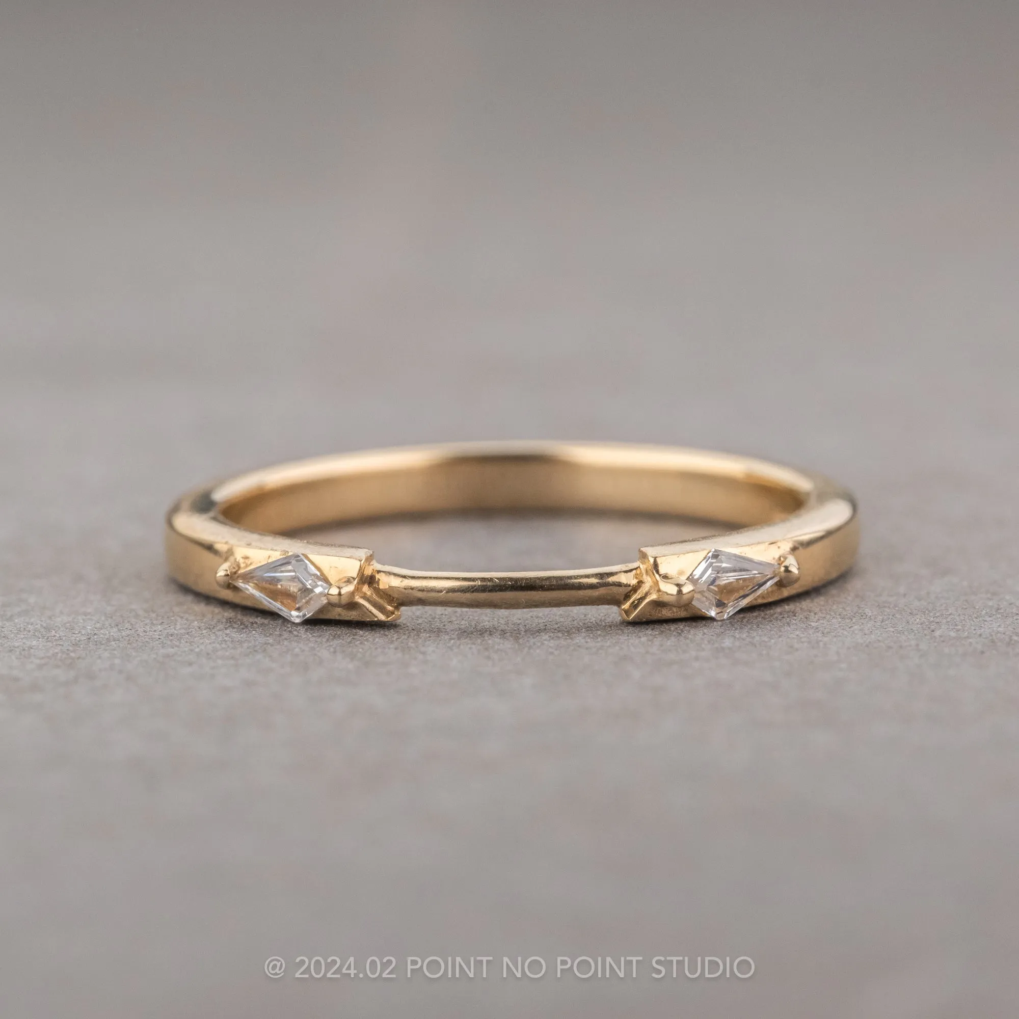 White Kite Sapphire Wedding Cuff, Harper Setting, 14K Yellow Gold