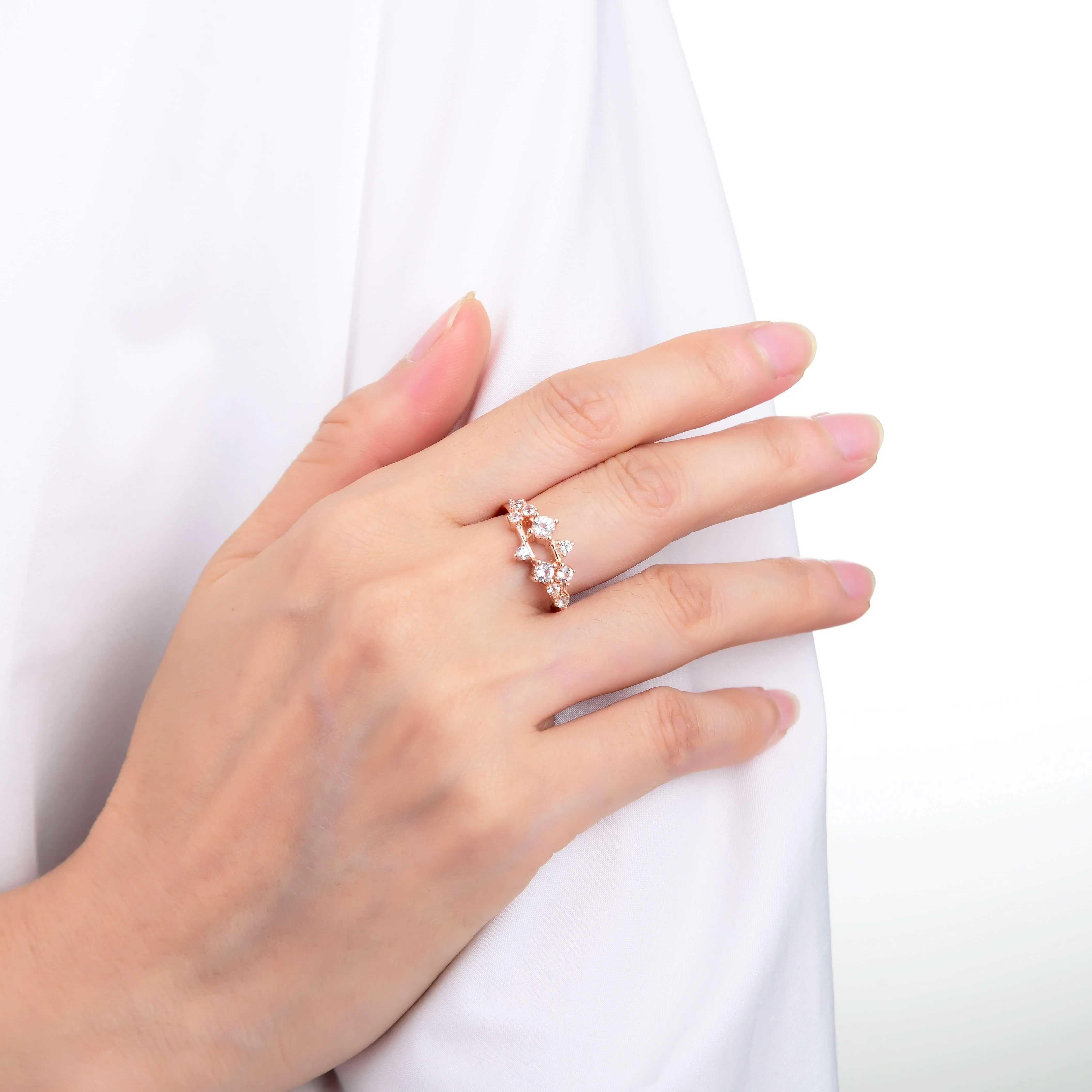 White Sapphire Cluster Ring