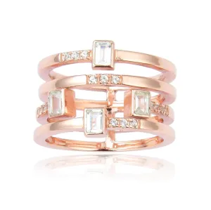 White Sapphire Four Band Fashion Ring