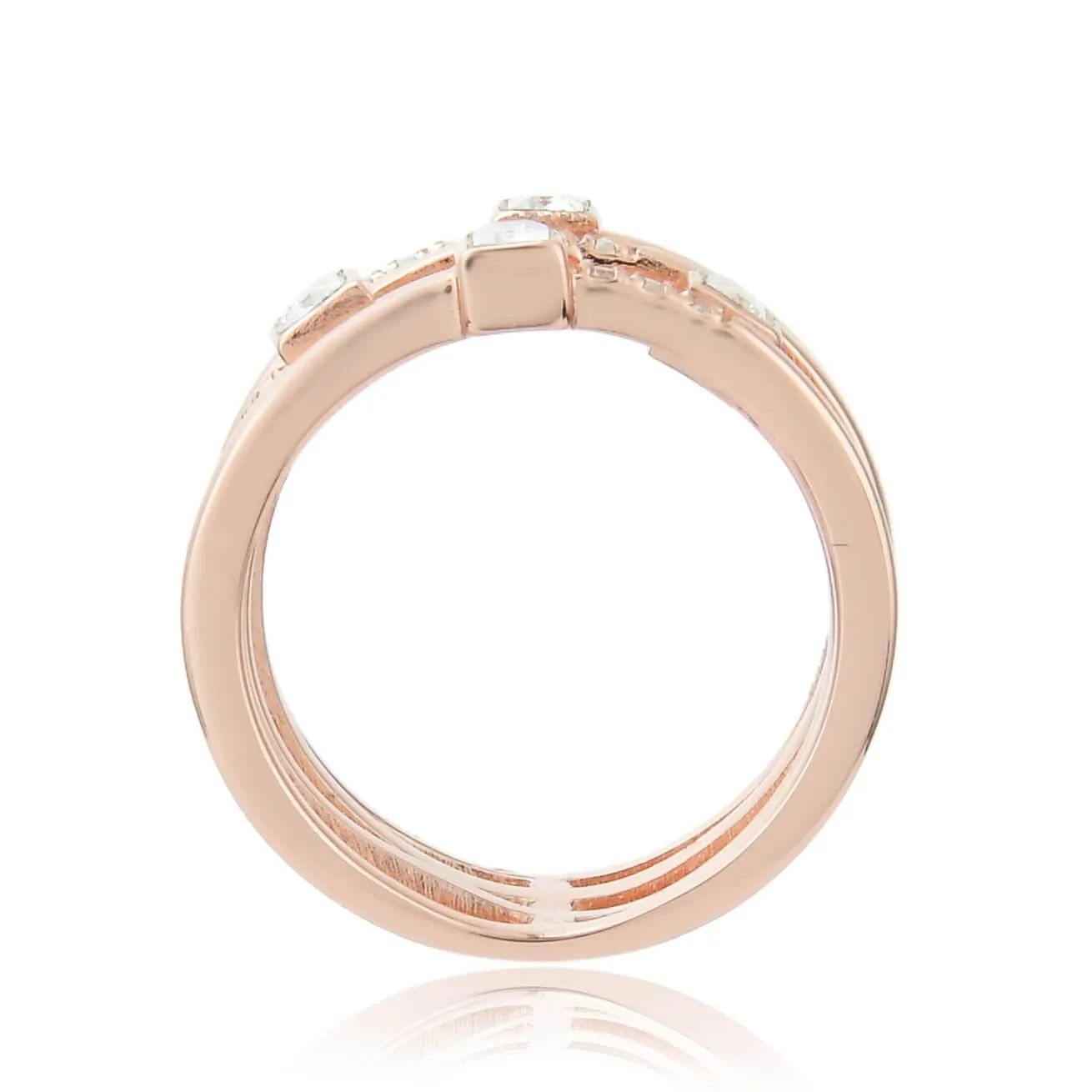 White Sapphire Four Band Fashion Ring