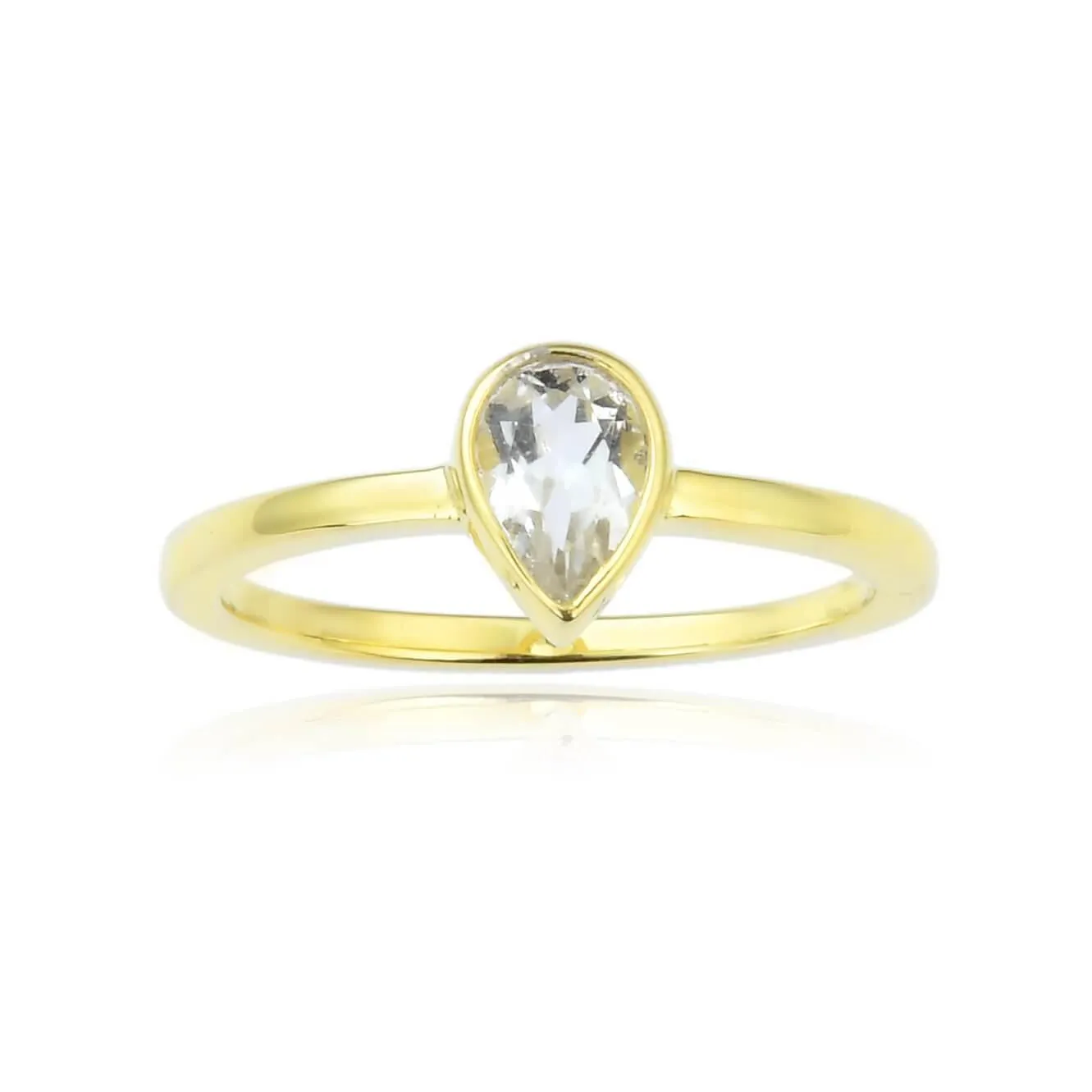 White Topaz Teardrop Ring