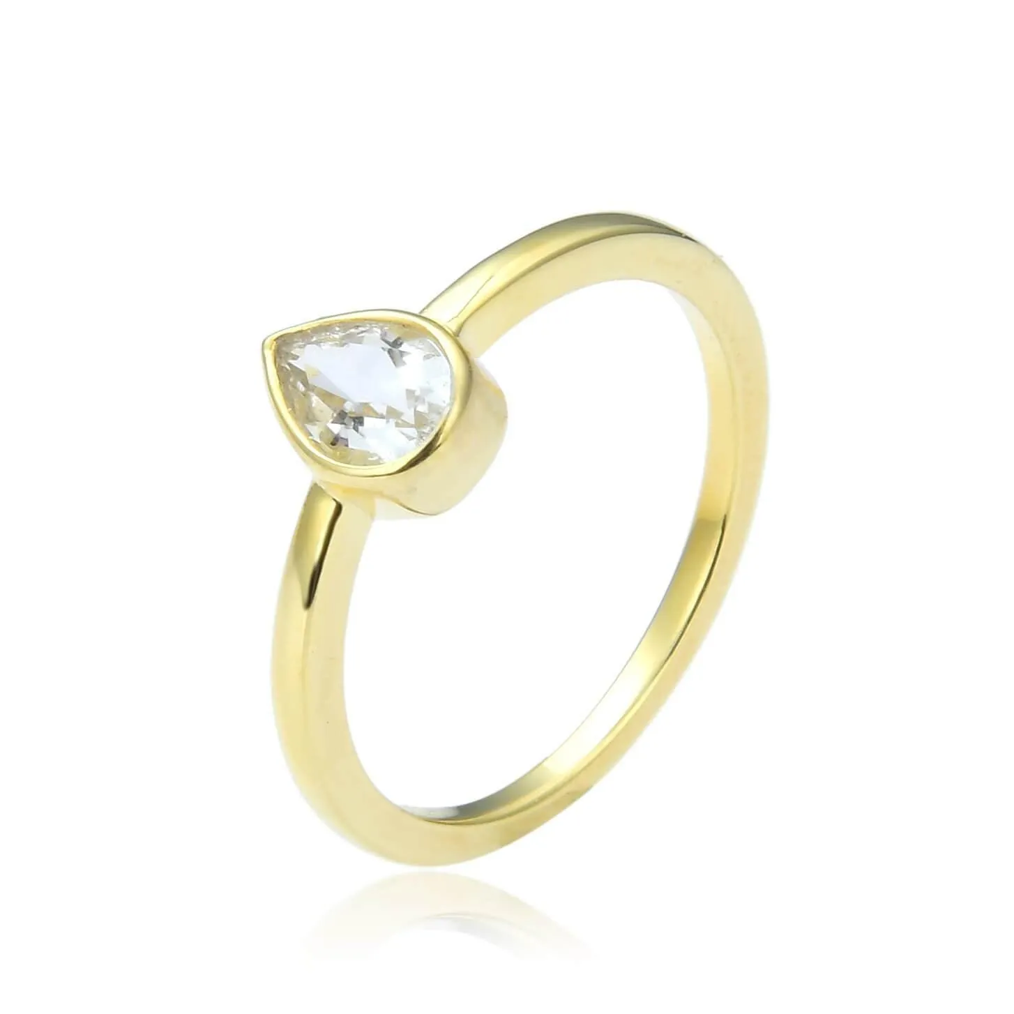 White Topaz Teardrop Ring