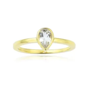White Topaz Teardrop Ring