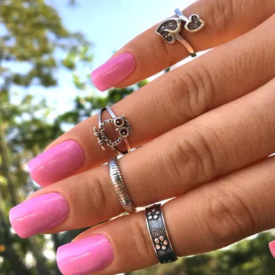 WLP 4-11pcs 2018 Boho Retro Elephant Snake Blue gem Rings Lucky Stackable Midi Rings Set of Rings for Women Party