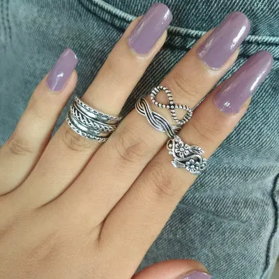 WLP 4-11pcs 2018 Boho Retro Elephant Snake Blue gem Rings Lucky Stackable Midi Rings Set of Rings for Women Party