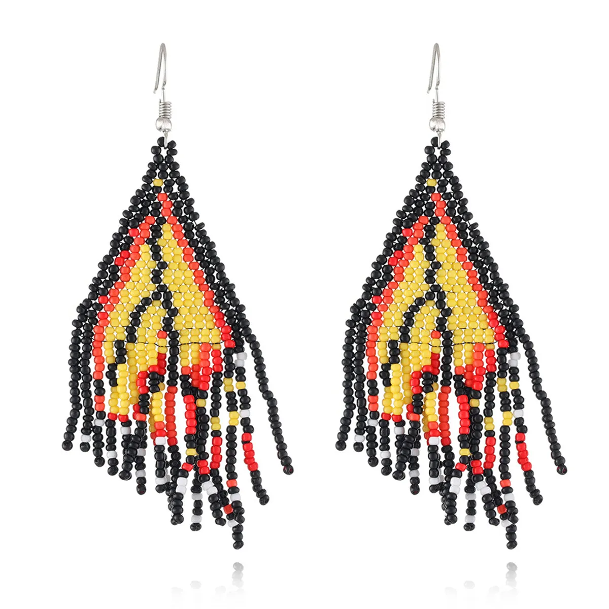 Yellow & Black Howlite Butterfly Tassel Drop Earrings