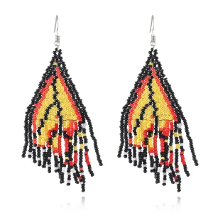 Yellow & Black Howlite Butterfly Tassel Drop Earrings